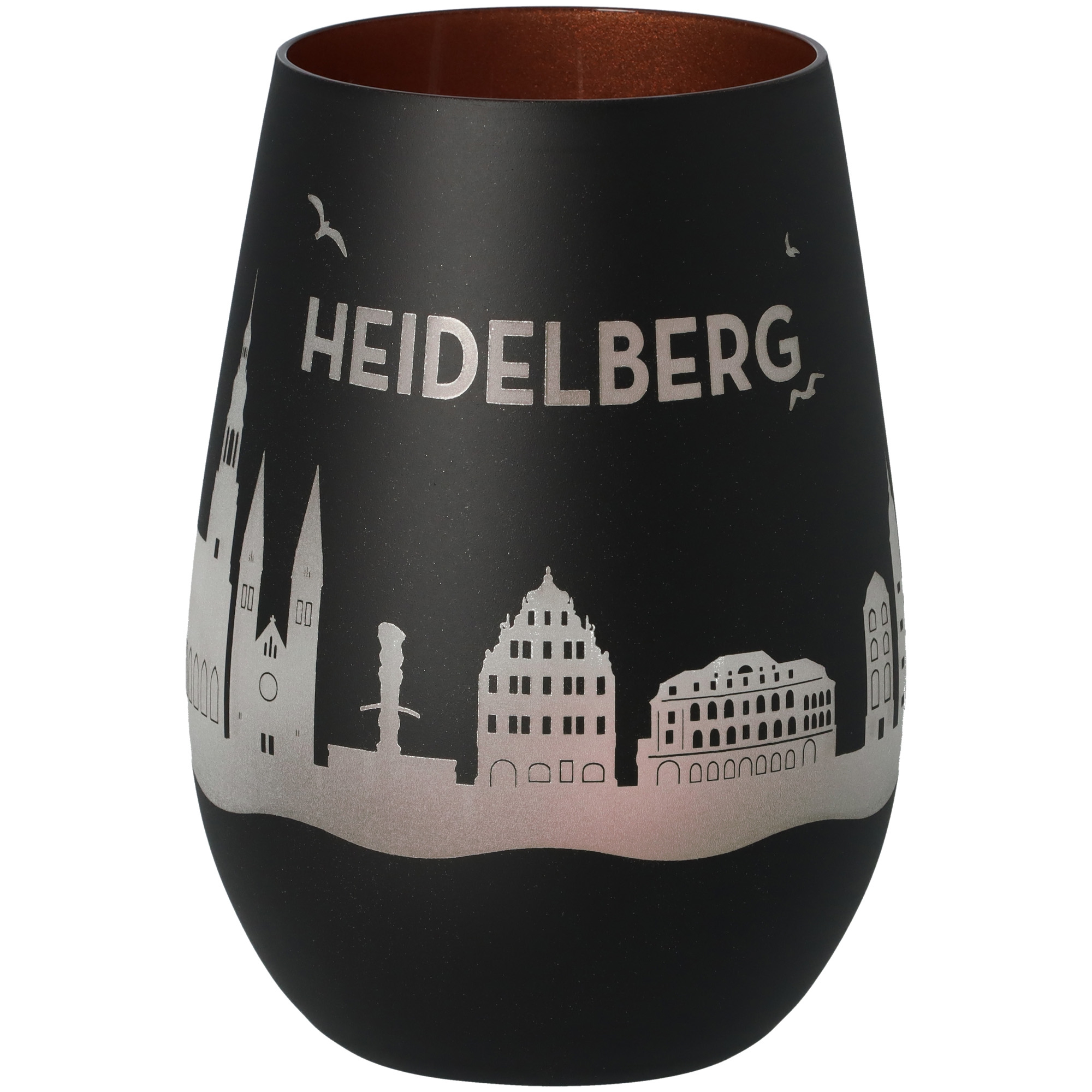 Windlicht Skyline Heidelberg Schwarz/Bronze