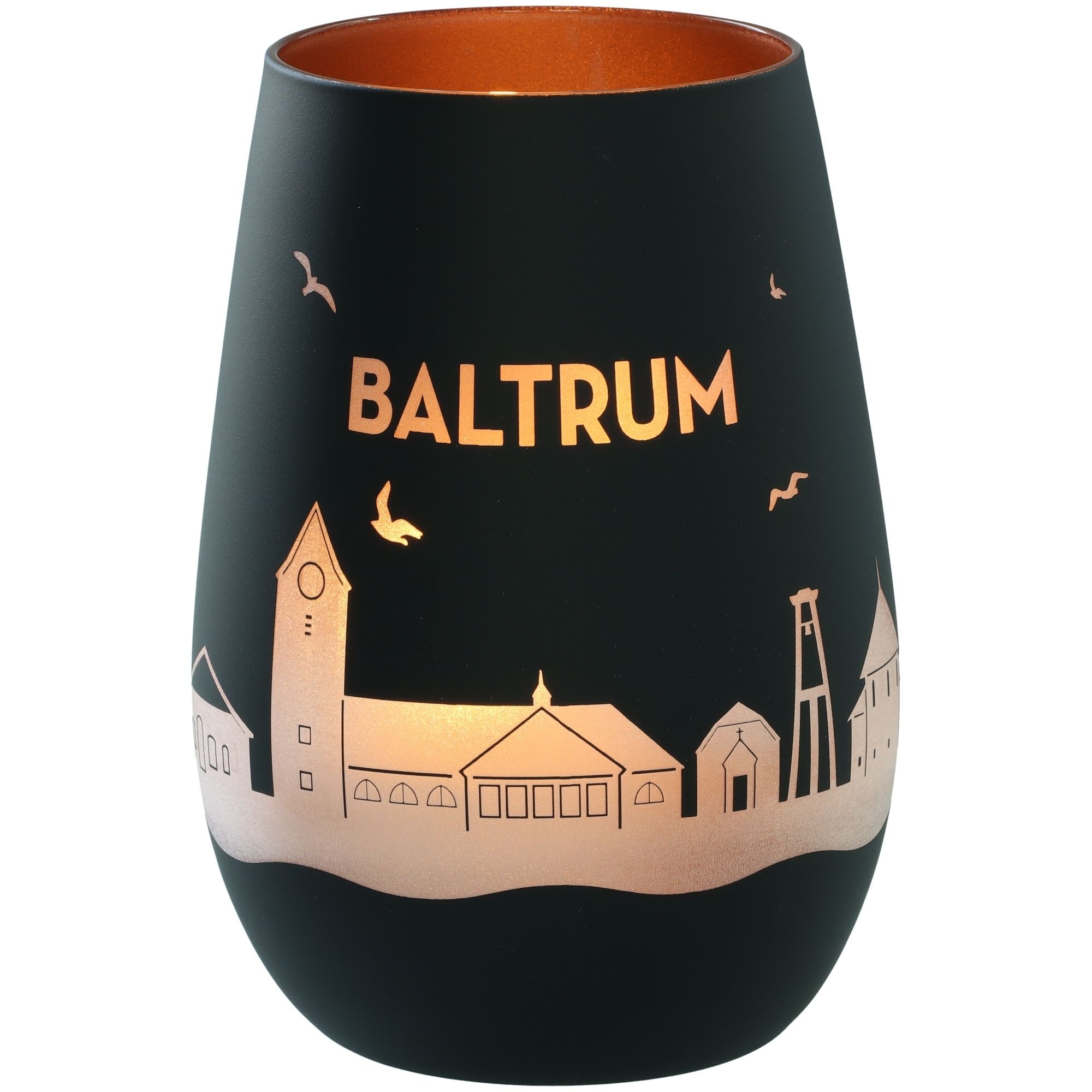 Windlicht Skyline Baltrum Schwarz/Bronze Krug, Töpferei