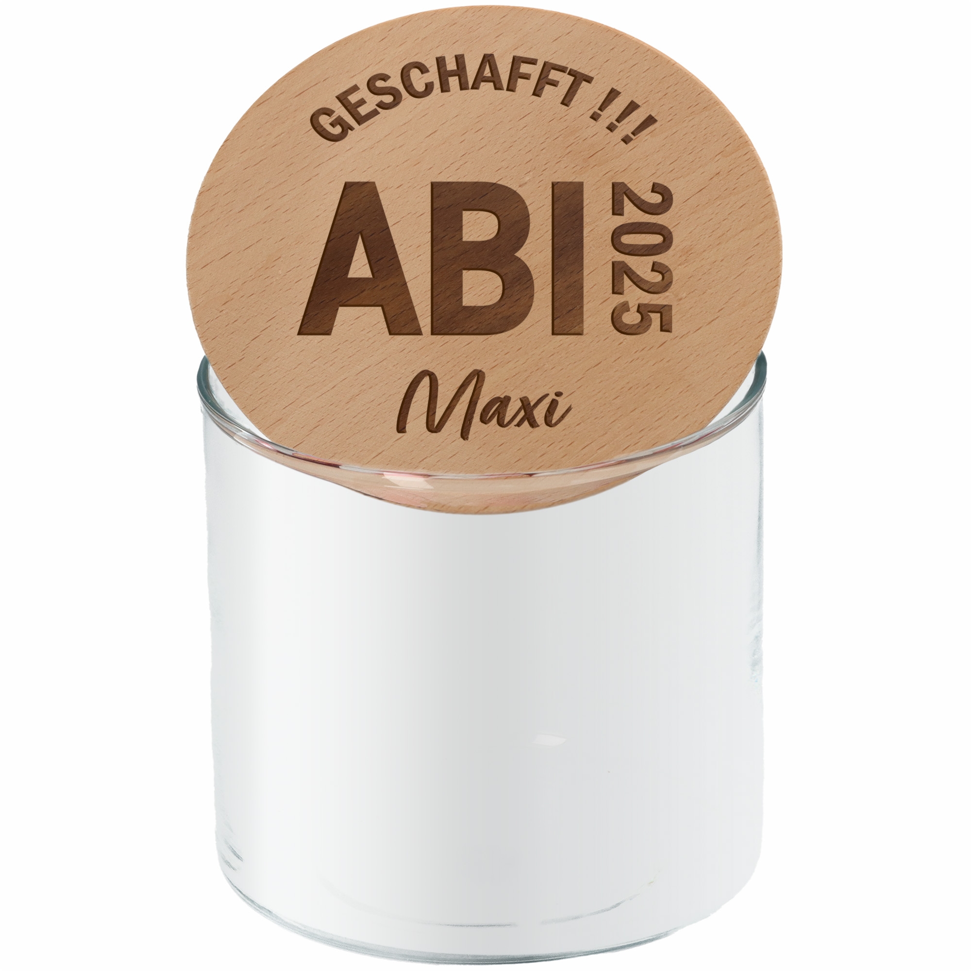 Geschenkglas ABI 2025 "Name" 530 ml Krug, Gesicht, Kopf, Person