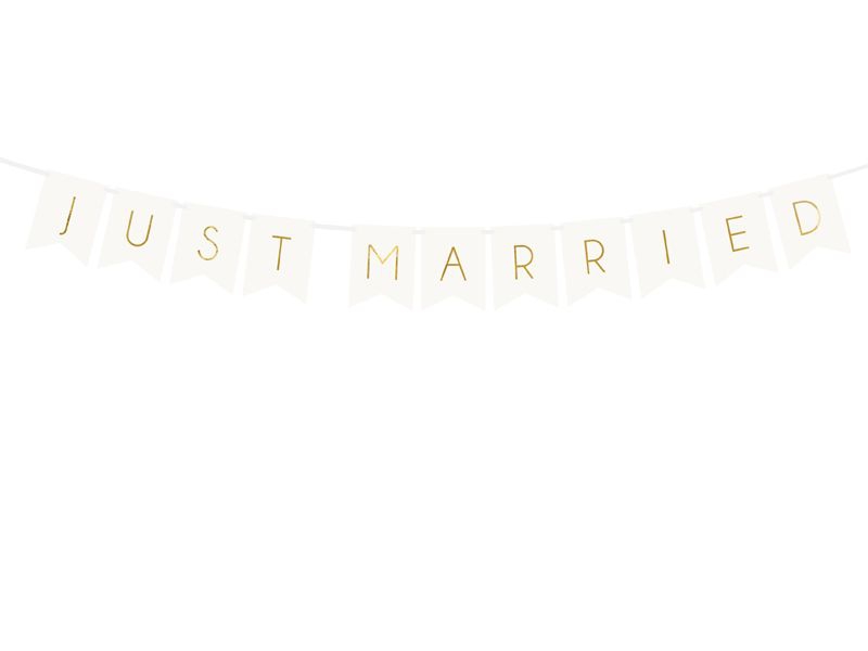 Girlande "Just Married", Weiß/Gold