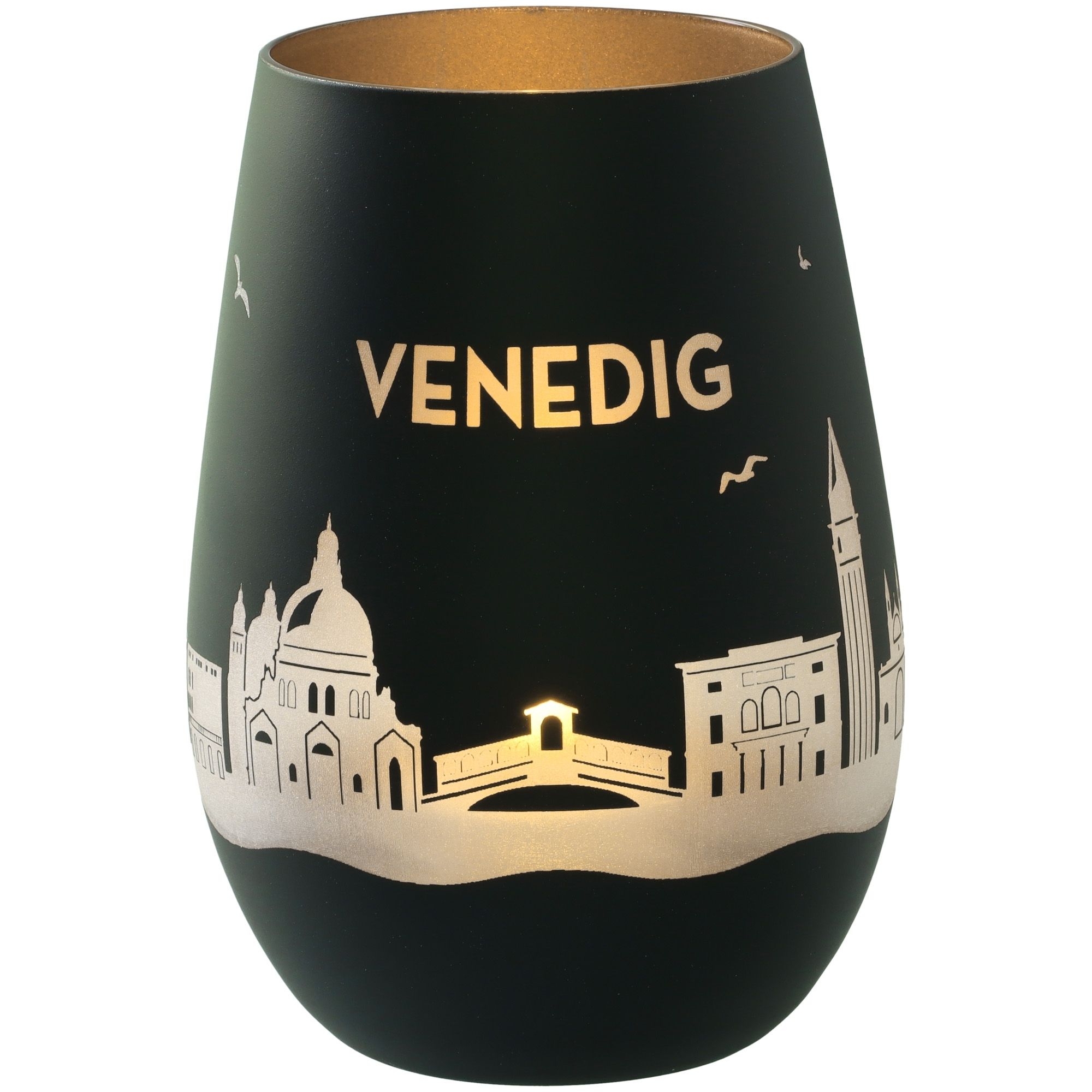 Windlicht Skyline Venedig Schwarz/Silber Krug, Töpferei, Lampe