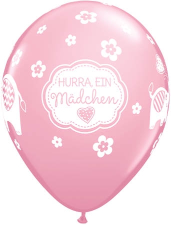 Qualatex Latexballon "Hurra, ein Mädchen" Rosa Ø 30cm Qualatex Latexballon "Hurra, ein Mädchen" Rosa Ø 30cm