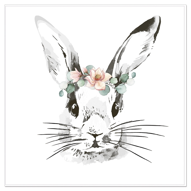 20 Papierservietten "Hase Blütenkranz", Weiß 20 Papierservietten "Hase Blütenkranz", Weiß