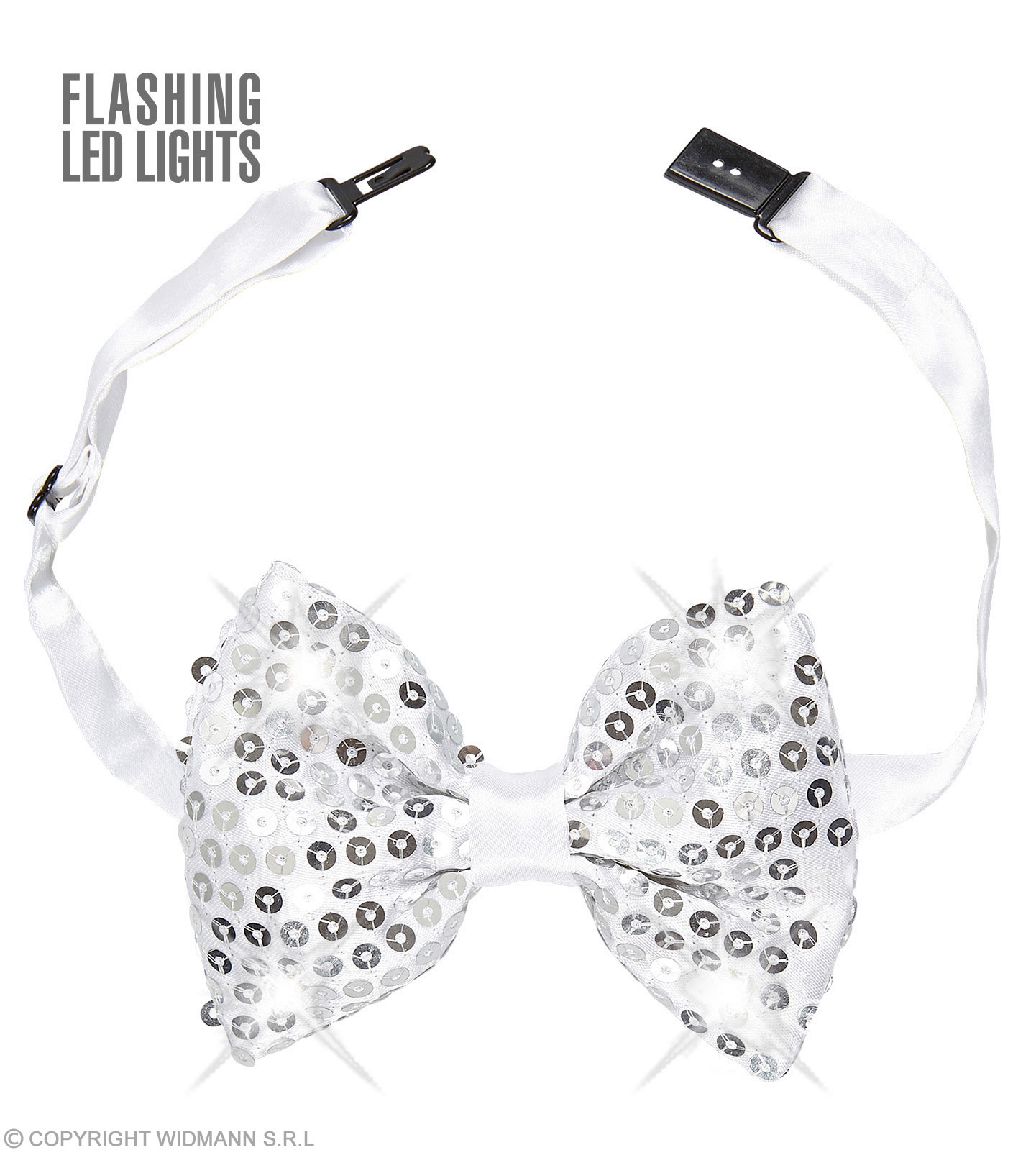 Pailettenfliege mit 4 LED Lichtern, Silber Pailettenfliege mit 4 LED Lichtern, Silber