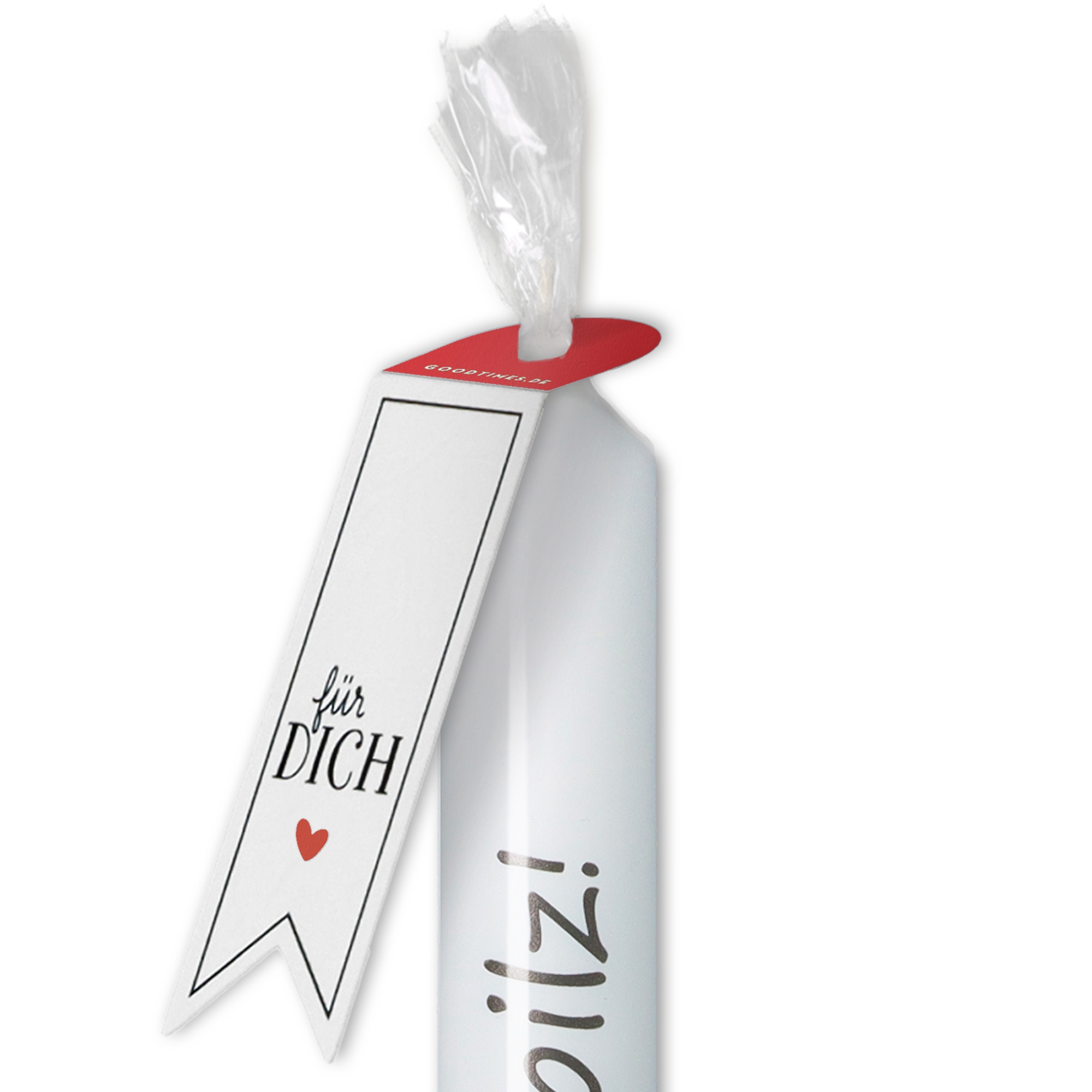 Kerze Weiß mit Pilz "Du Glückspilz" Kerze Weiß mit Pilz "Du Glückspilz"