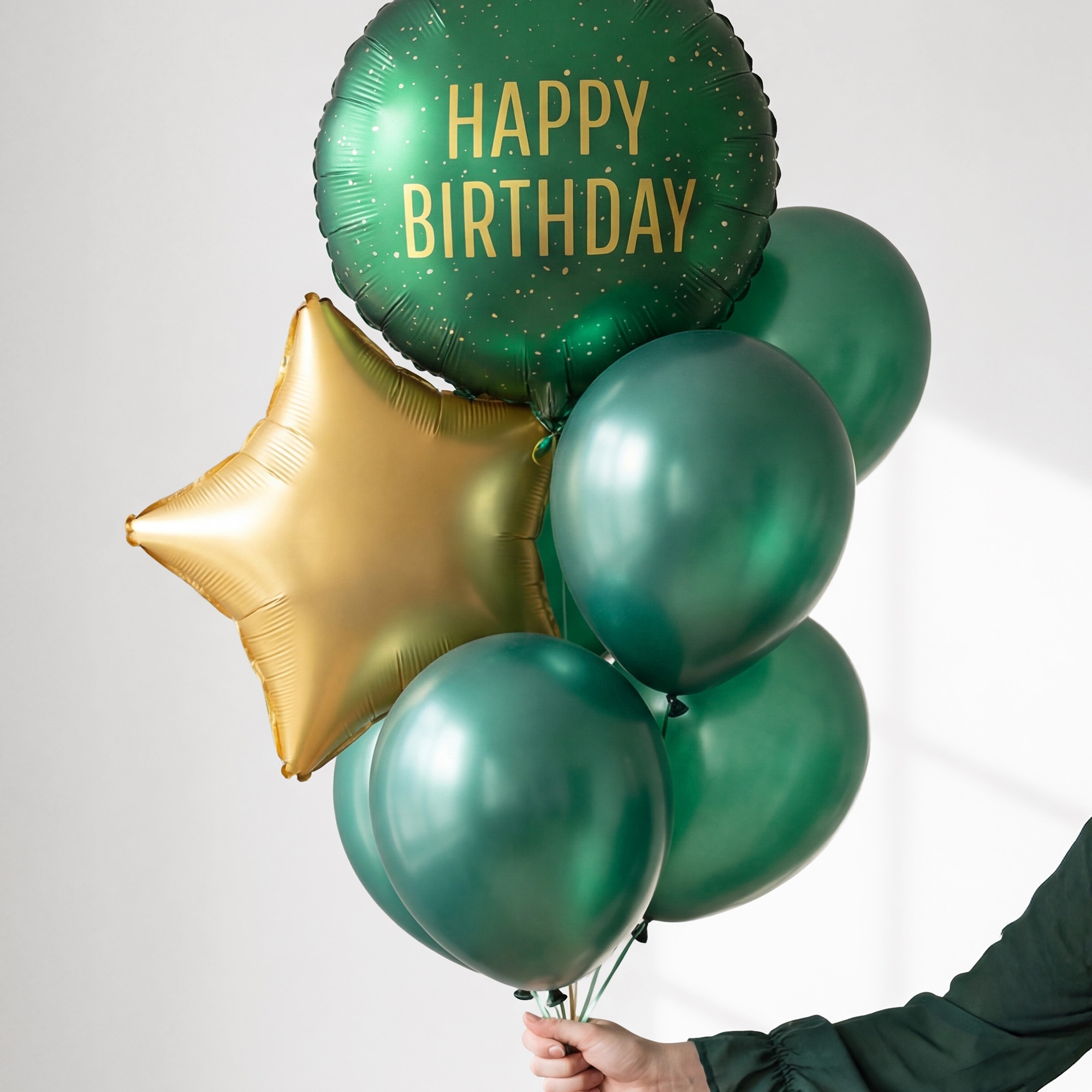 Ballon, Geburtstag, Grün, Gold, Stern-förmig