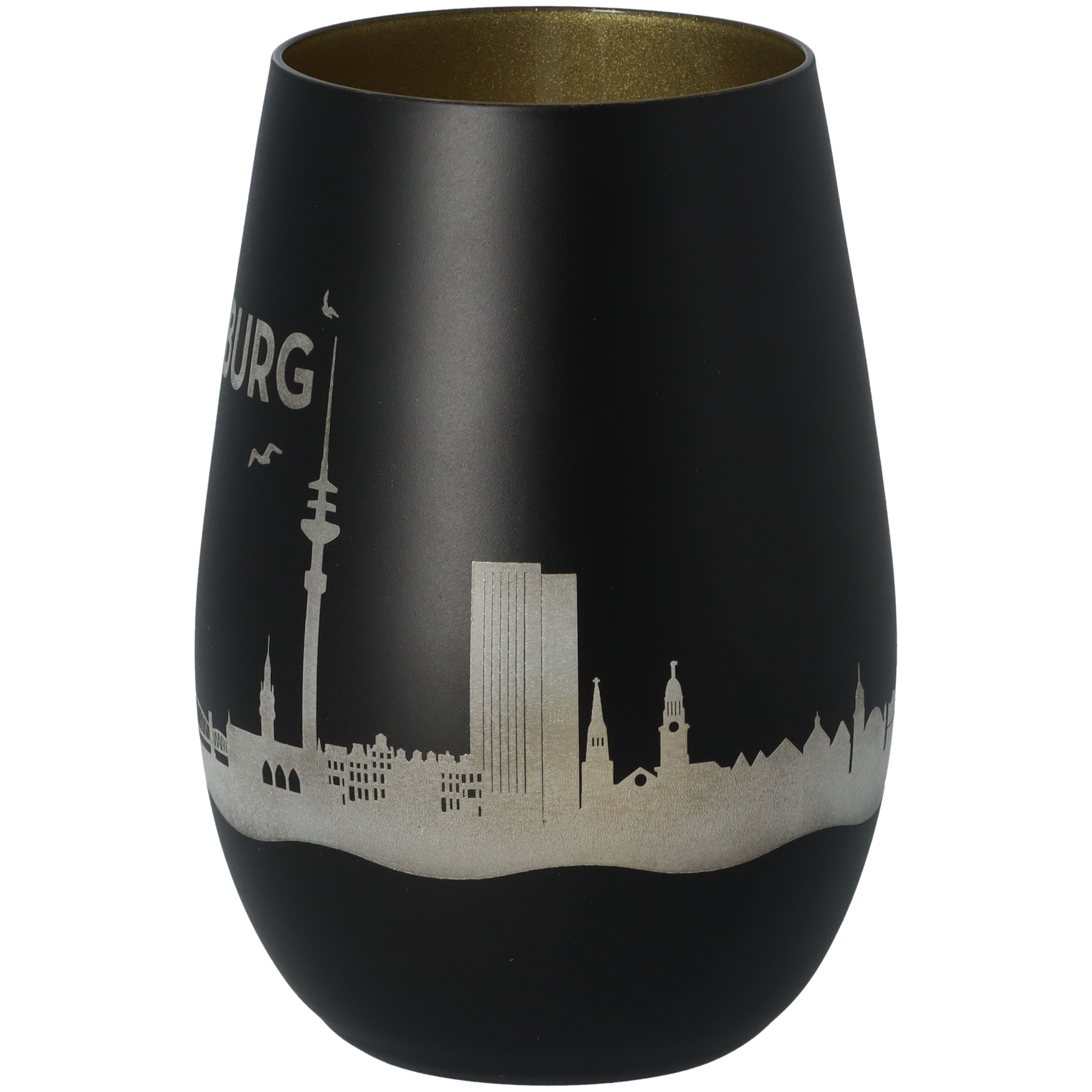 Windlicht Skyline Hamburg Schwarz/Gold Windlicht Skyline Hamburg Schwarz/Gold