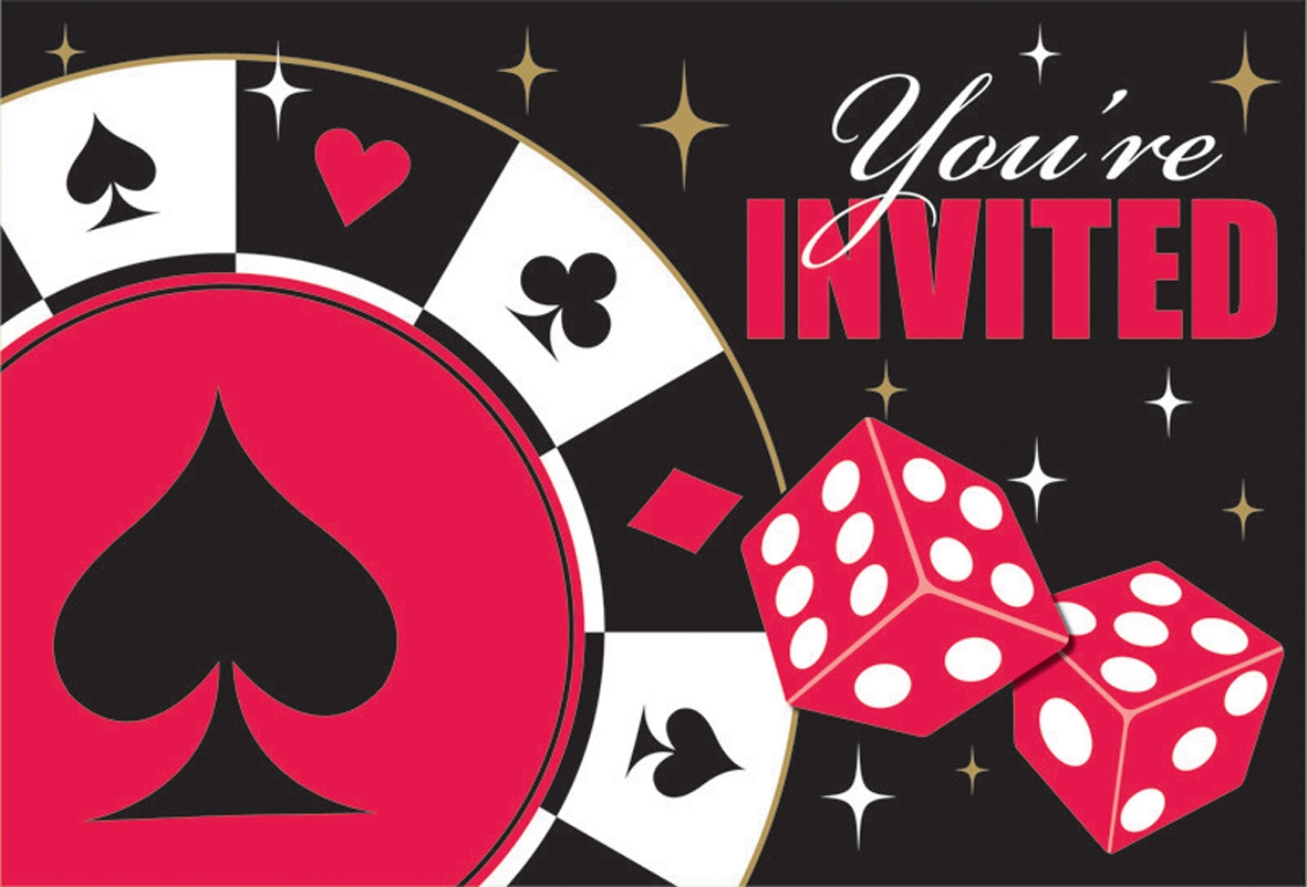 Casino Party - 8 Einladungskarten mit Umschlägen Casino Party - 8 Einladungskarten mit Umschlägen
