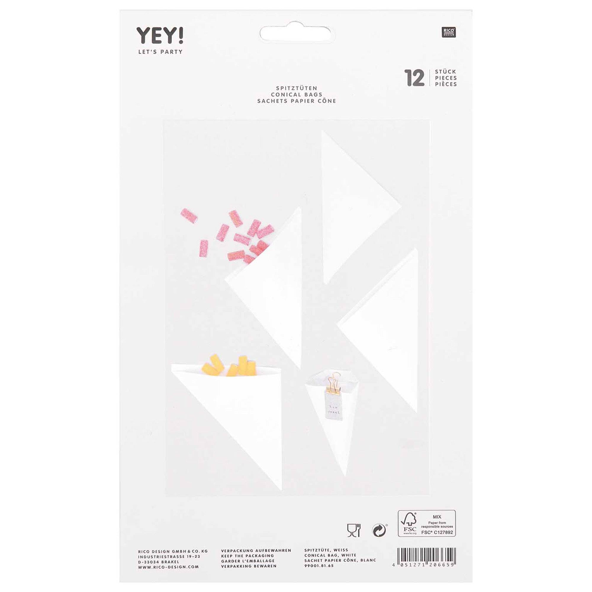 12 Spitztüten, Weiß