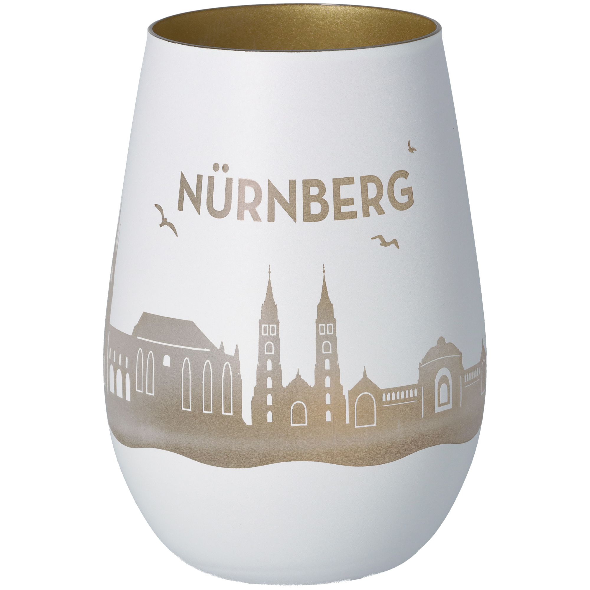 Windlicht Skyline Nürnberg Weiß/Gold Windlicht Skyline Nürnberg Weiß/Gold