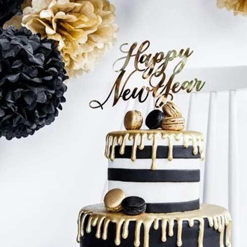 kuchen, torte, schwarz-weiß, fondant, neujahrstorte