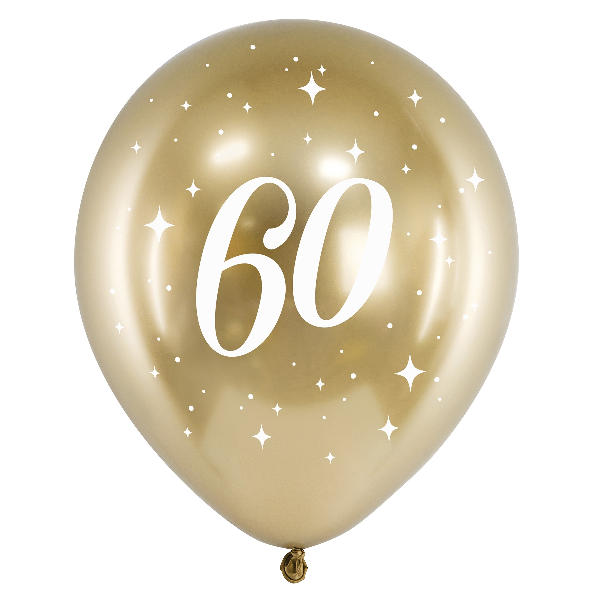 6 Latexballons im Set "60" Gold Ballon