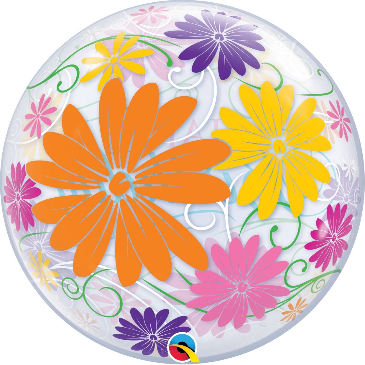 Bubble Ballon "Happy Birthday" Blumen 56cm Bubble Ballon "Happy Birthday" Blumen 56cm