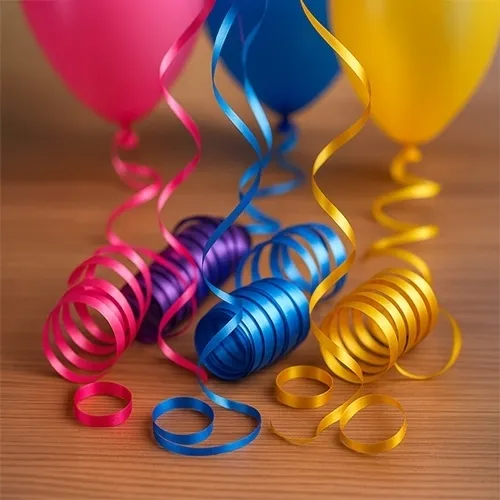 Ballons, Konfetti, Rope Schleifen, bunt, Dekoration