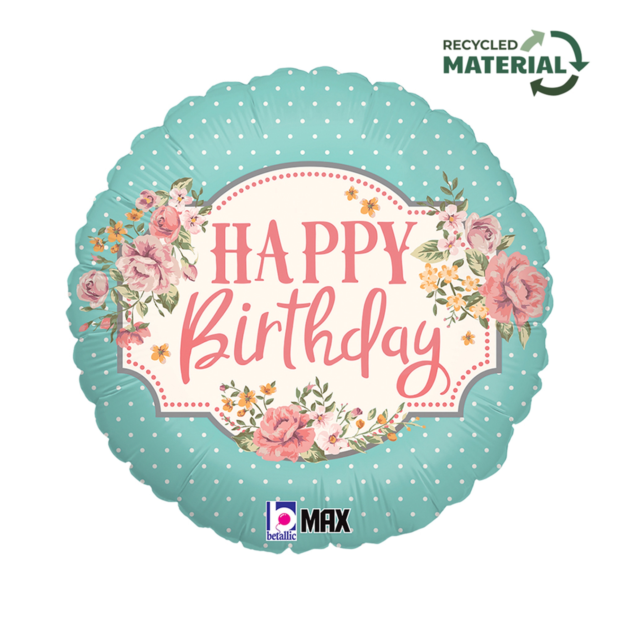 Folienballon "Happy Birthday" Vintage 45cm Kissen, Dekoration für Zuhause, Geburtstagstorte, Essen, Menschen