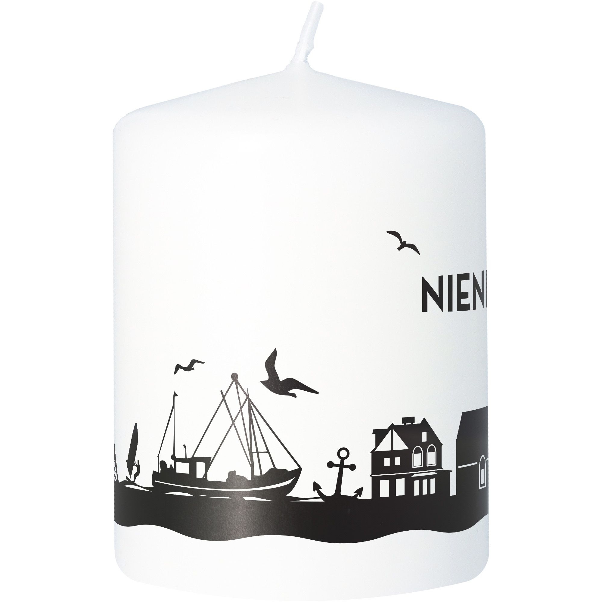 Stumpenkerze Skyline Niendorf Weiß
