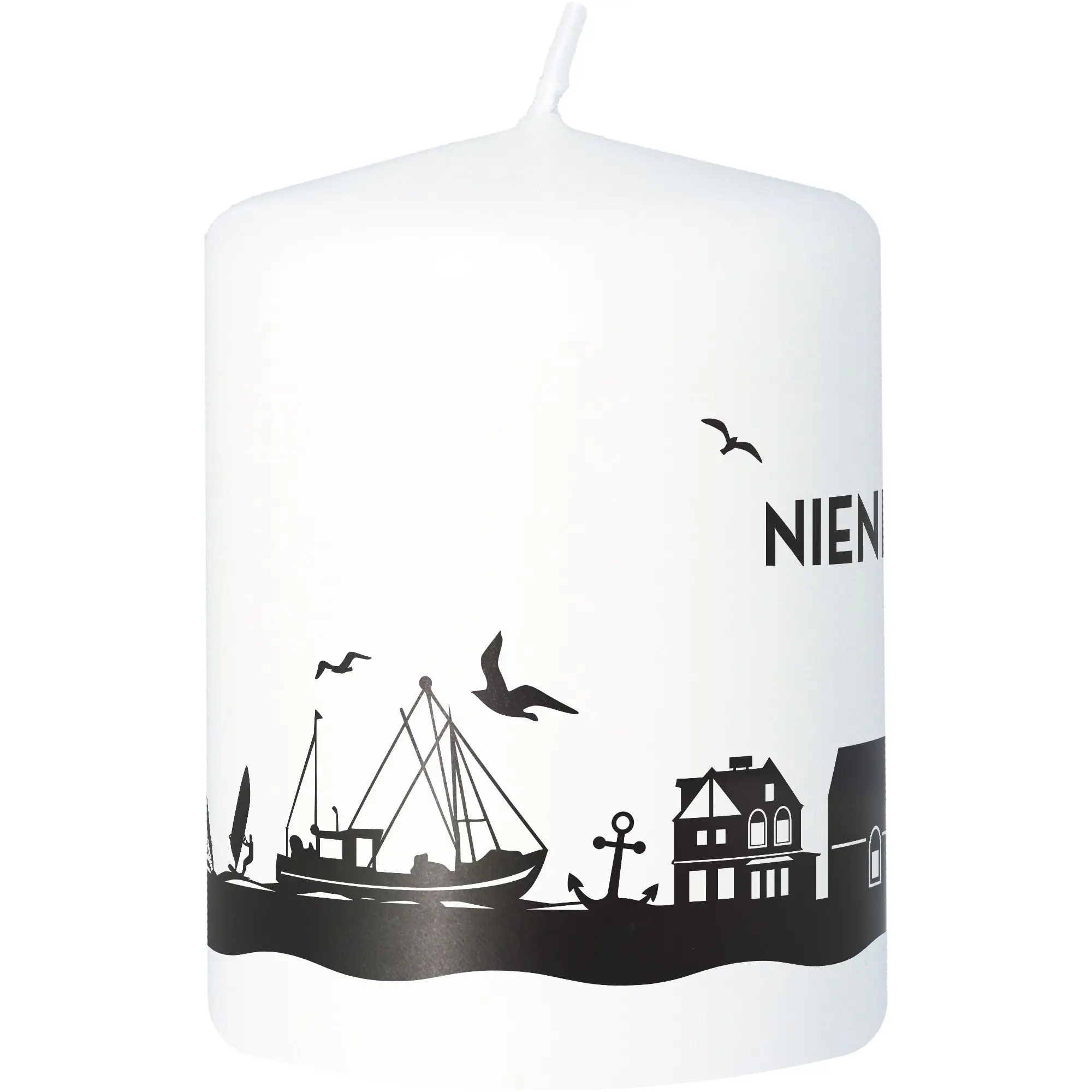 Stumpenkerze Skyline Niendorf Weiß