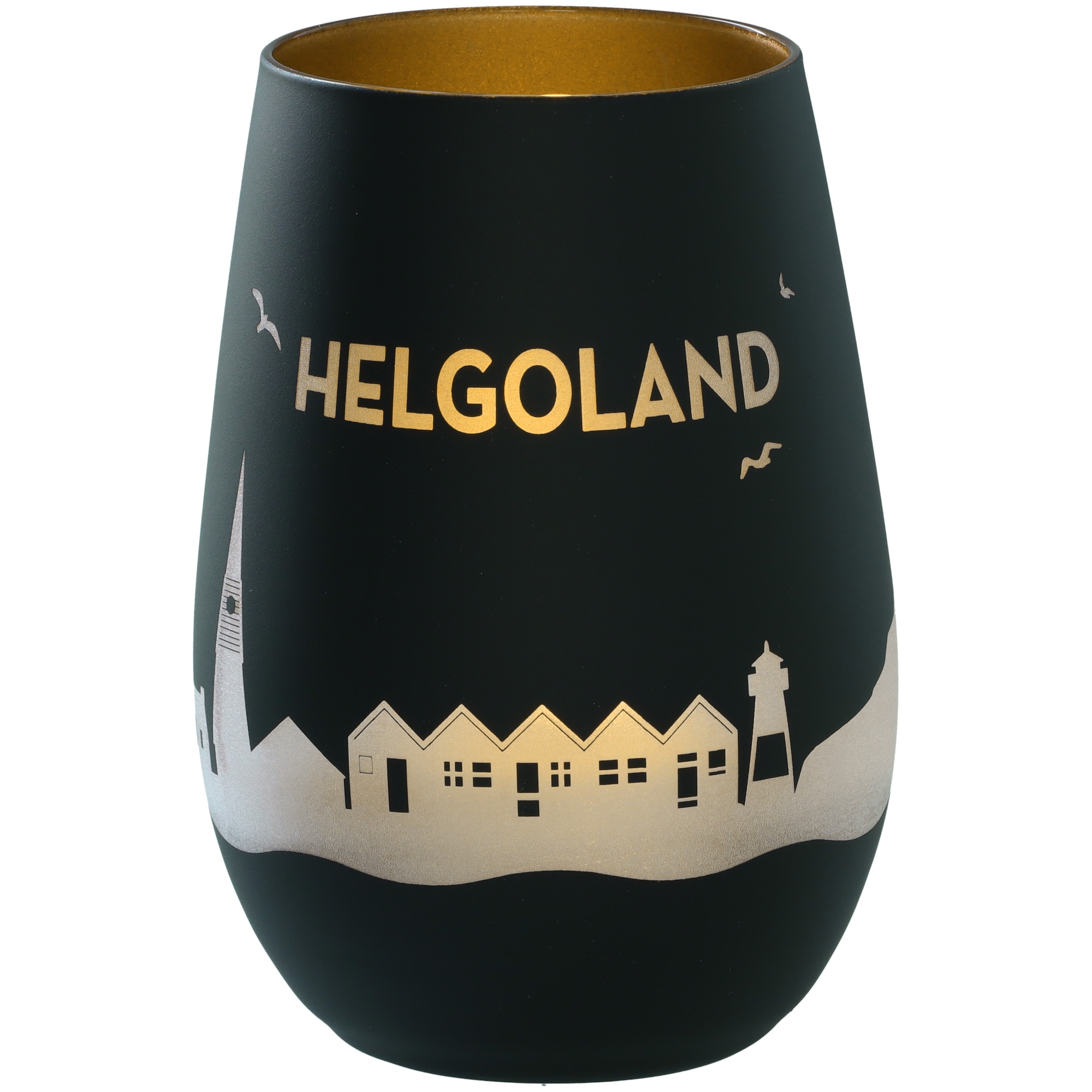 Windlicht Skyline Helgoland Schwarz/Gold Krug, Töpferei, Vase