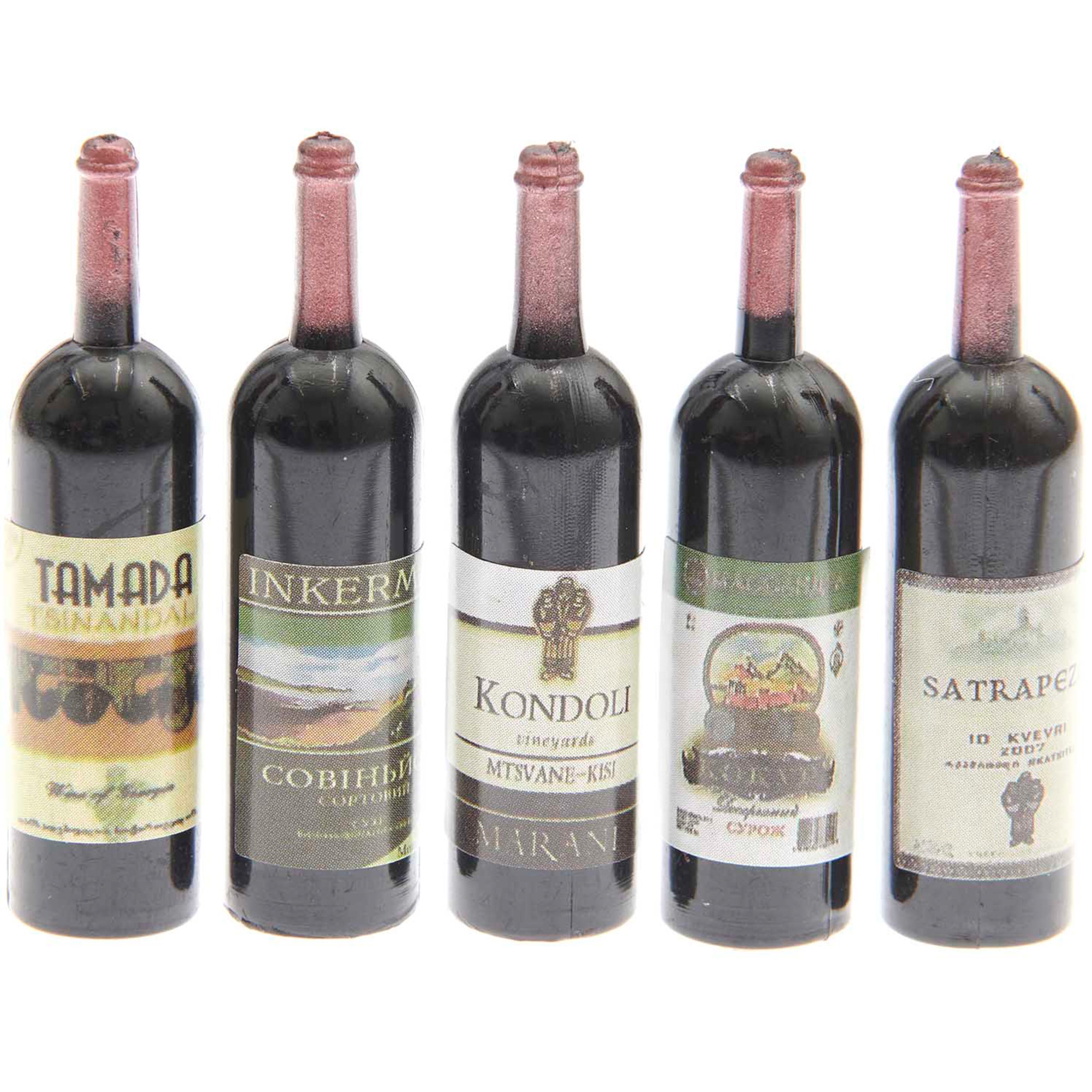 Miniatur "5 Weinflaschen" für die Wichteltür Miniatur "5 Weinflaschen" für die Wichteltür