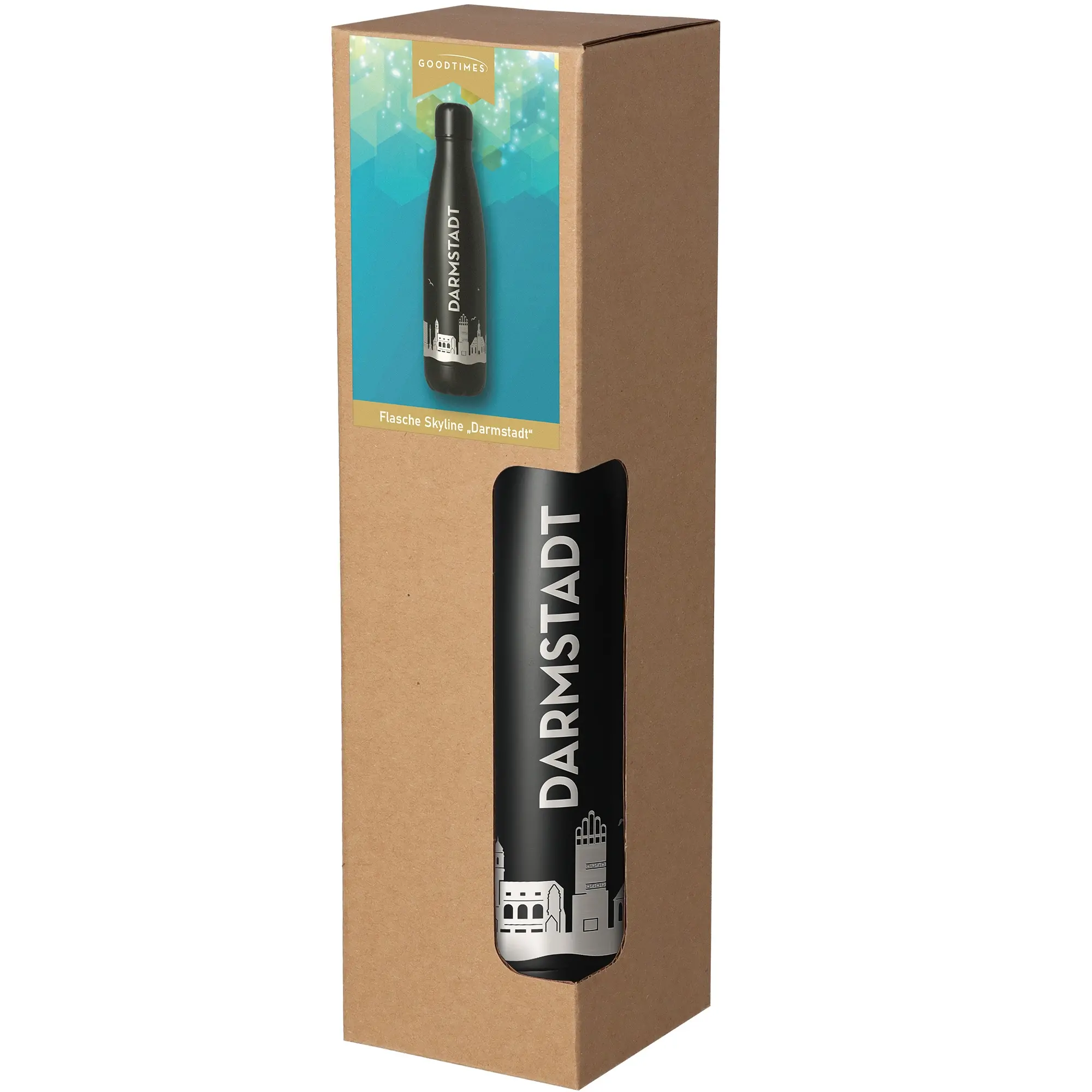 Trinkflasche Skyline Darmstadt Schwarz 500ml
