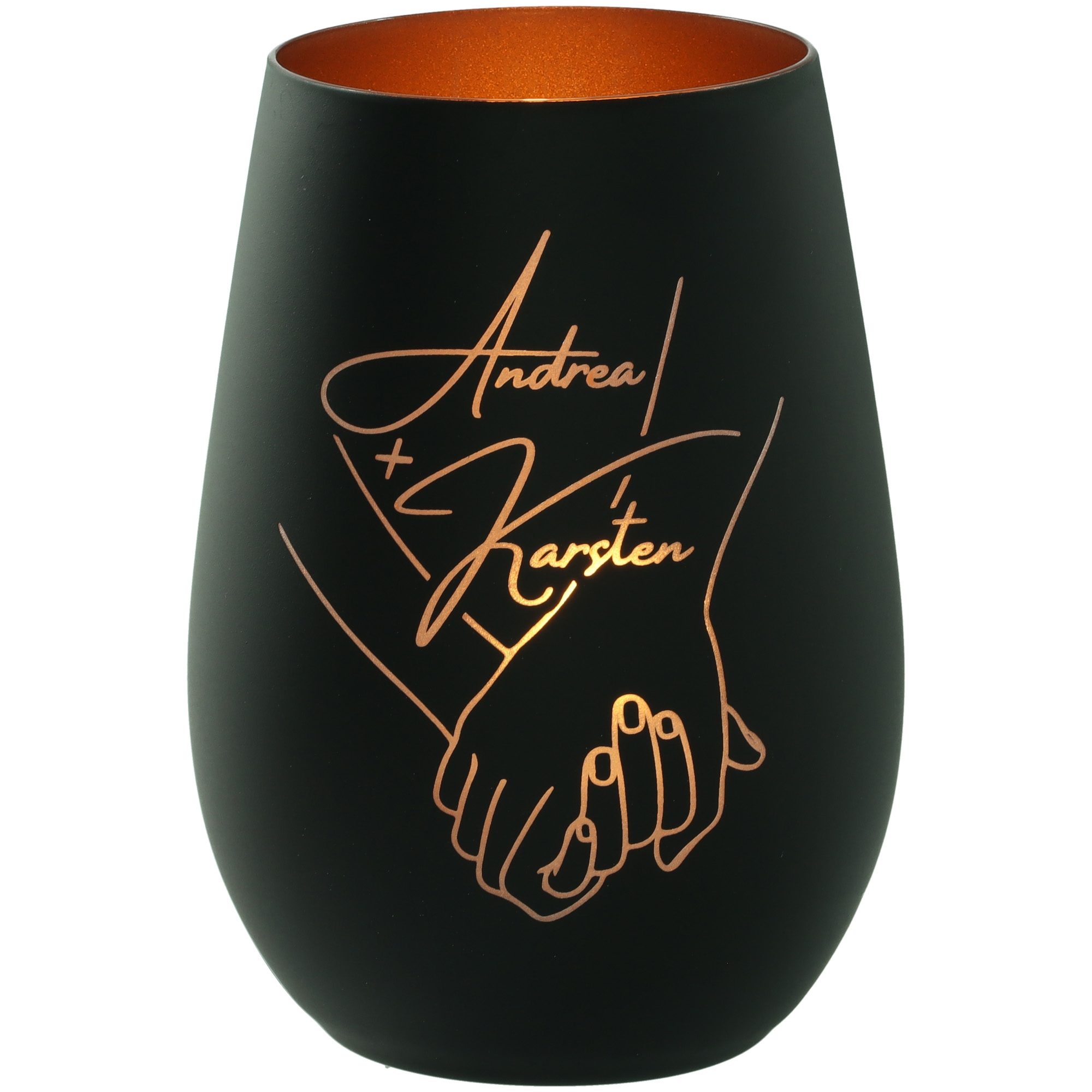 Windlicht Händchen halten "Namen" Schwarz/Bronze Windlicht Händchen halten "Namen" Schwarz/Bronze