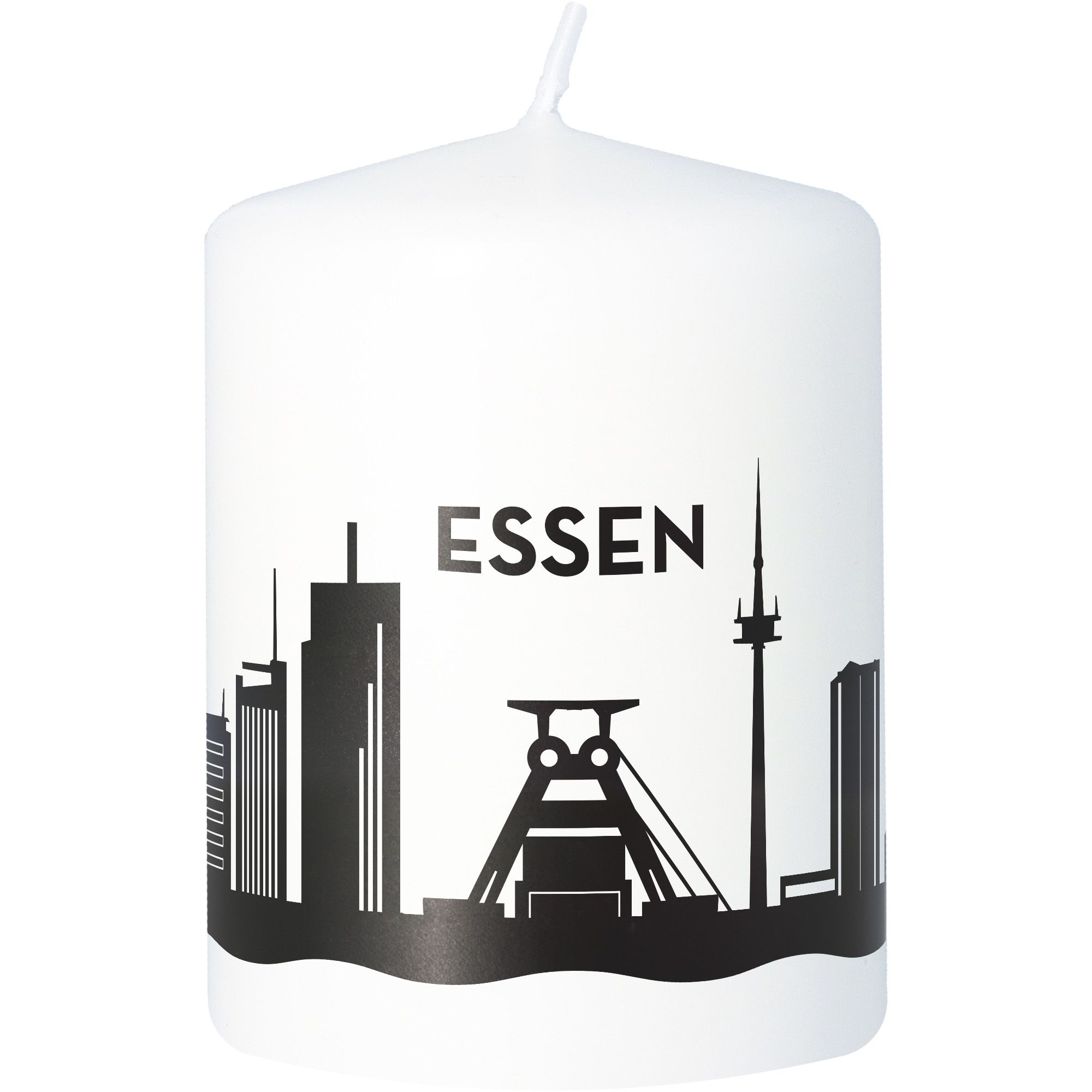 Stumpenkerze Skyline Essen Weiß Stumpenkerze Skyline Essen Weiß