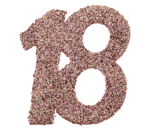 Glitzerkonfetti "18", Roségold, 6 Teile