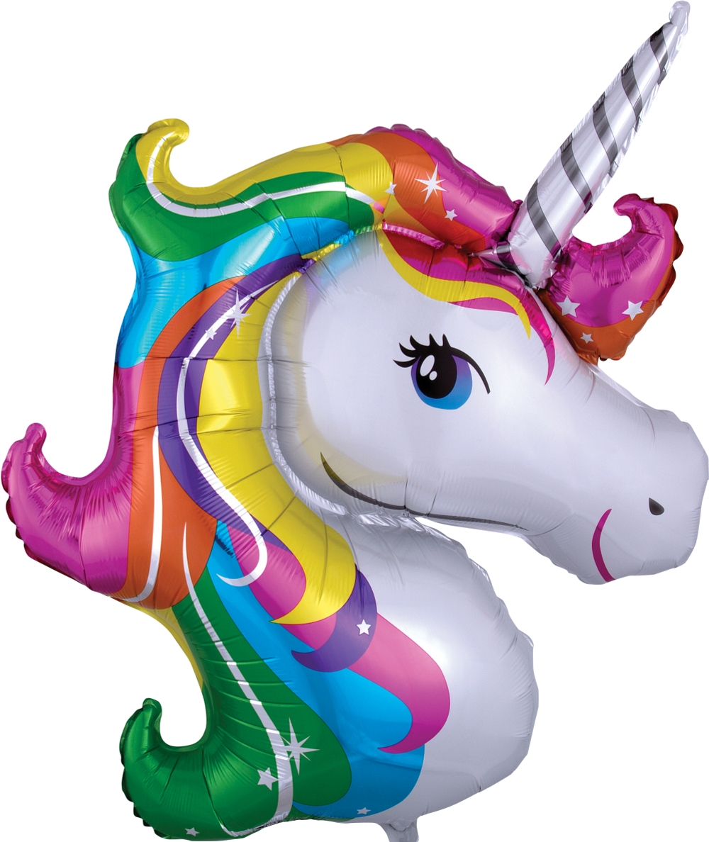 Folienballon Regenbogen Einhorn Kopf 83x73cm Folienballon Regenbogen Einhorn Kopf 83x73cm