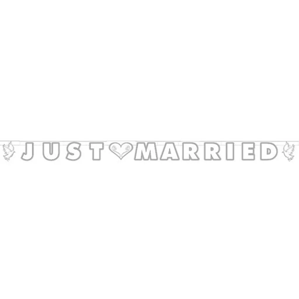 Buchstabengirlande "Just Married" mit Tauben