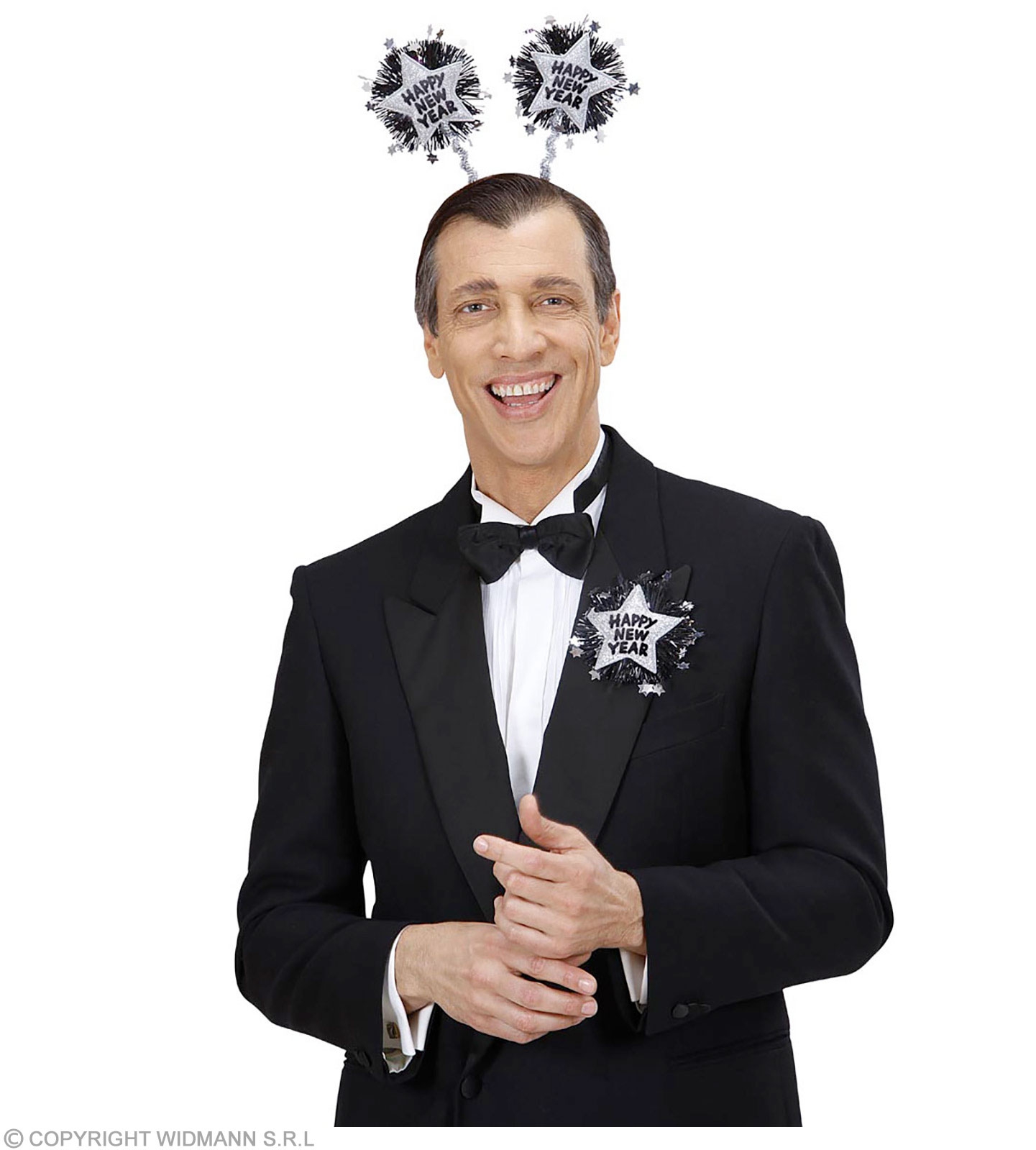 Brosche " Happy New Year", Silber/Schwarz Brosche " Happy New Year", Silber/Schwarz