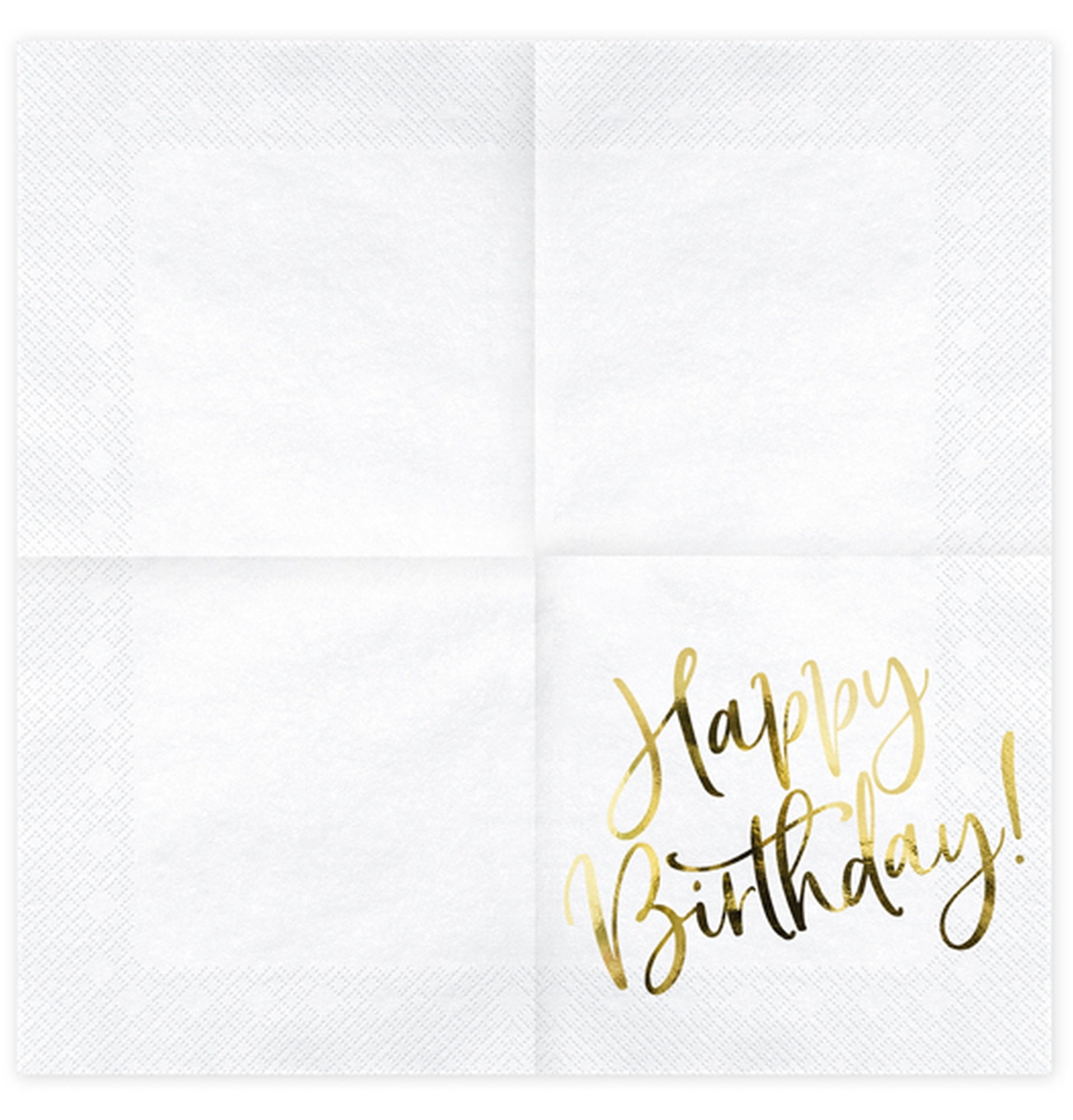 20 Servietten - Happy Birthday - Weiß / Gold 20 Servietten - Happy Birthday - Weiß / Gold
