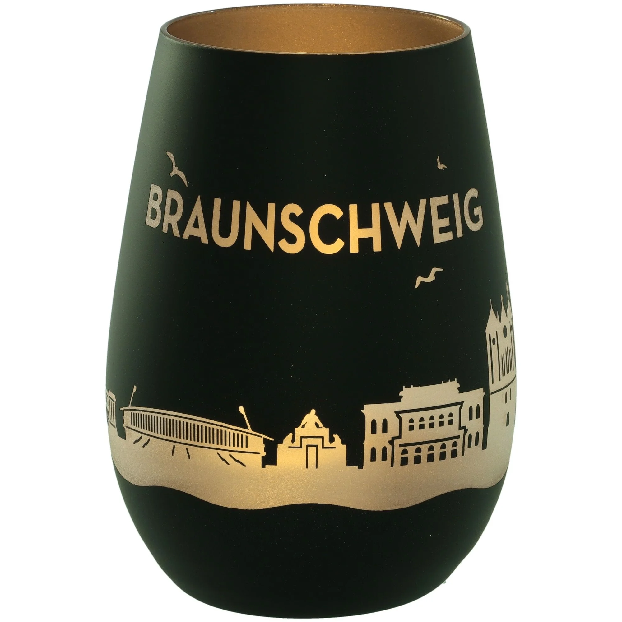 vase, glas, schwarz, gold, braunschweig