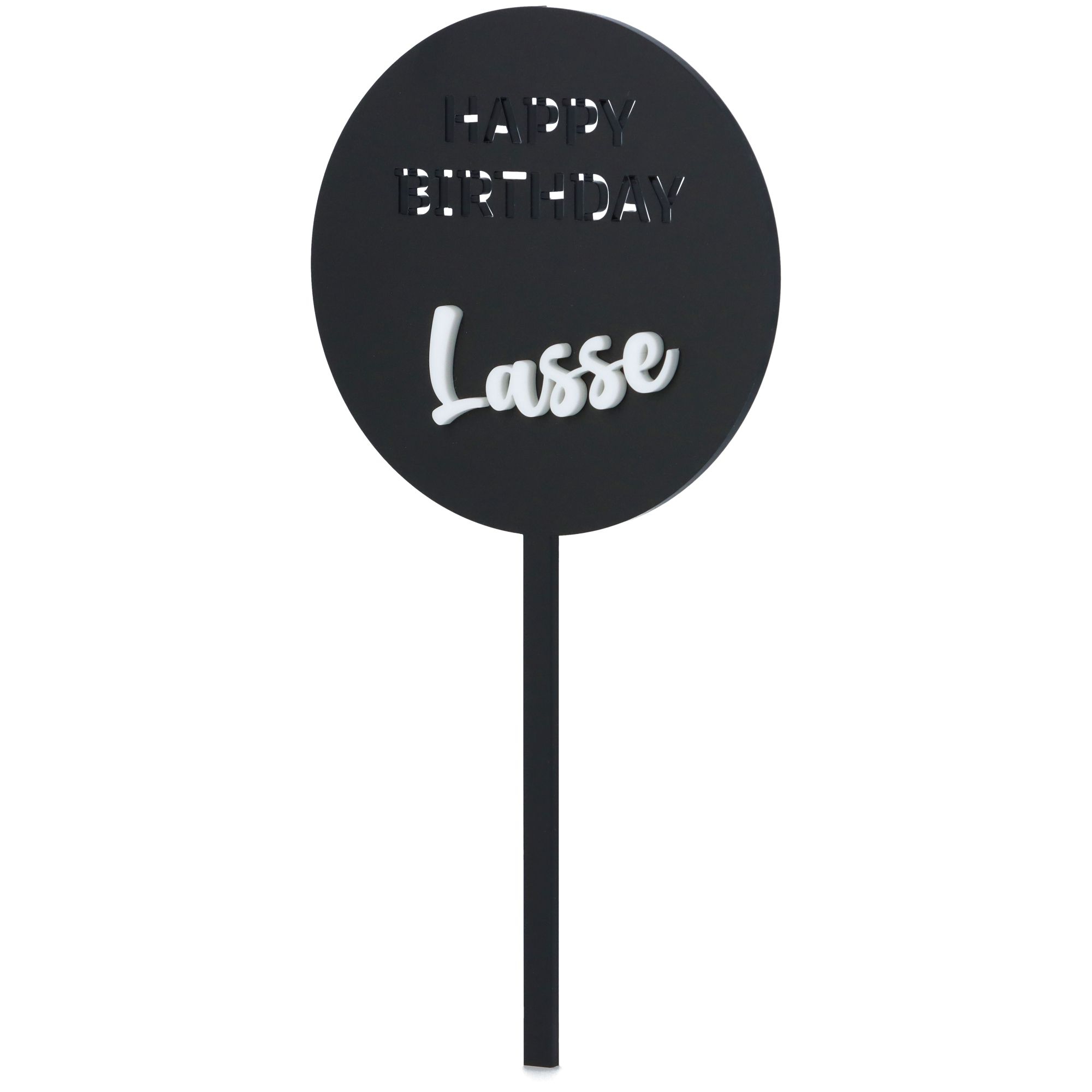 Cake Topper Happy Birthday "Name" Rund Acryl Cake Topper Happy Birthday "Name" Rund Acryl