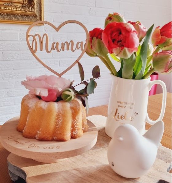 Cake Topper "Mama" Herz klein aus Holz