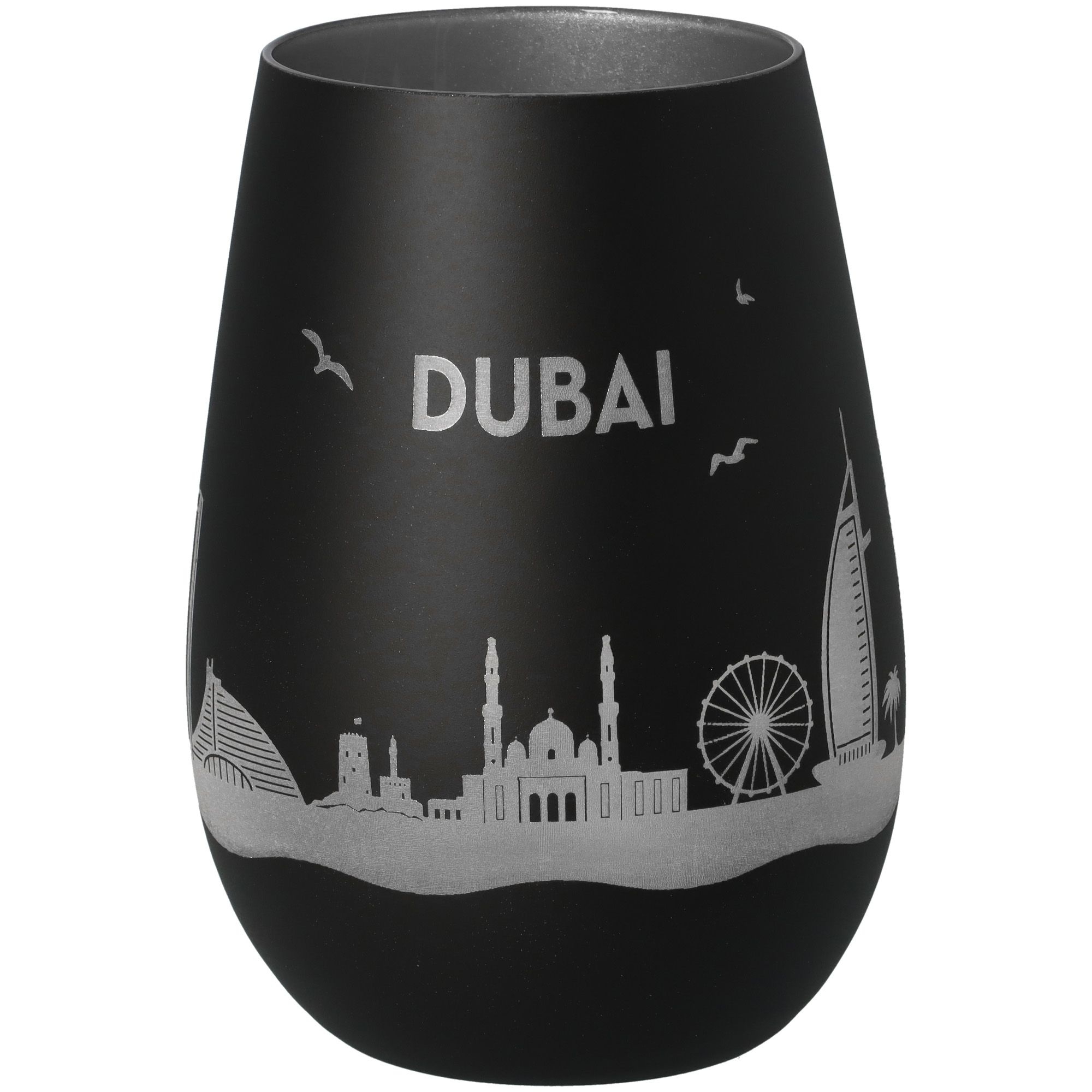 Windlicht Skyline Dubai Schwarz/Silber