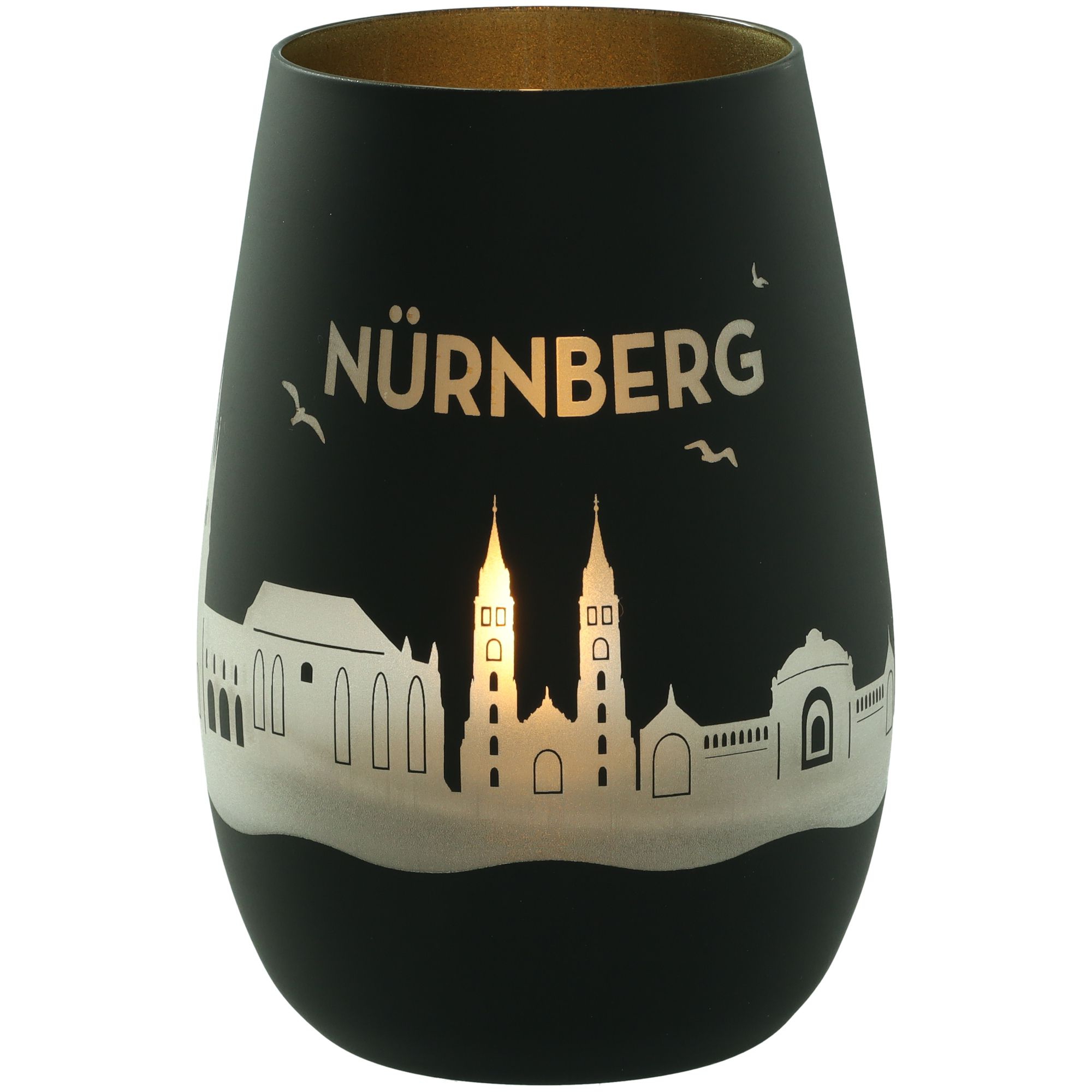 Windlicht Skyline Nürnberg Schwarz/Gold