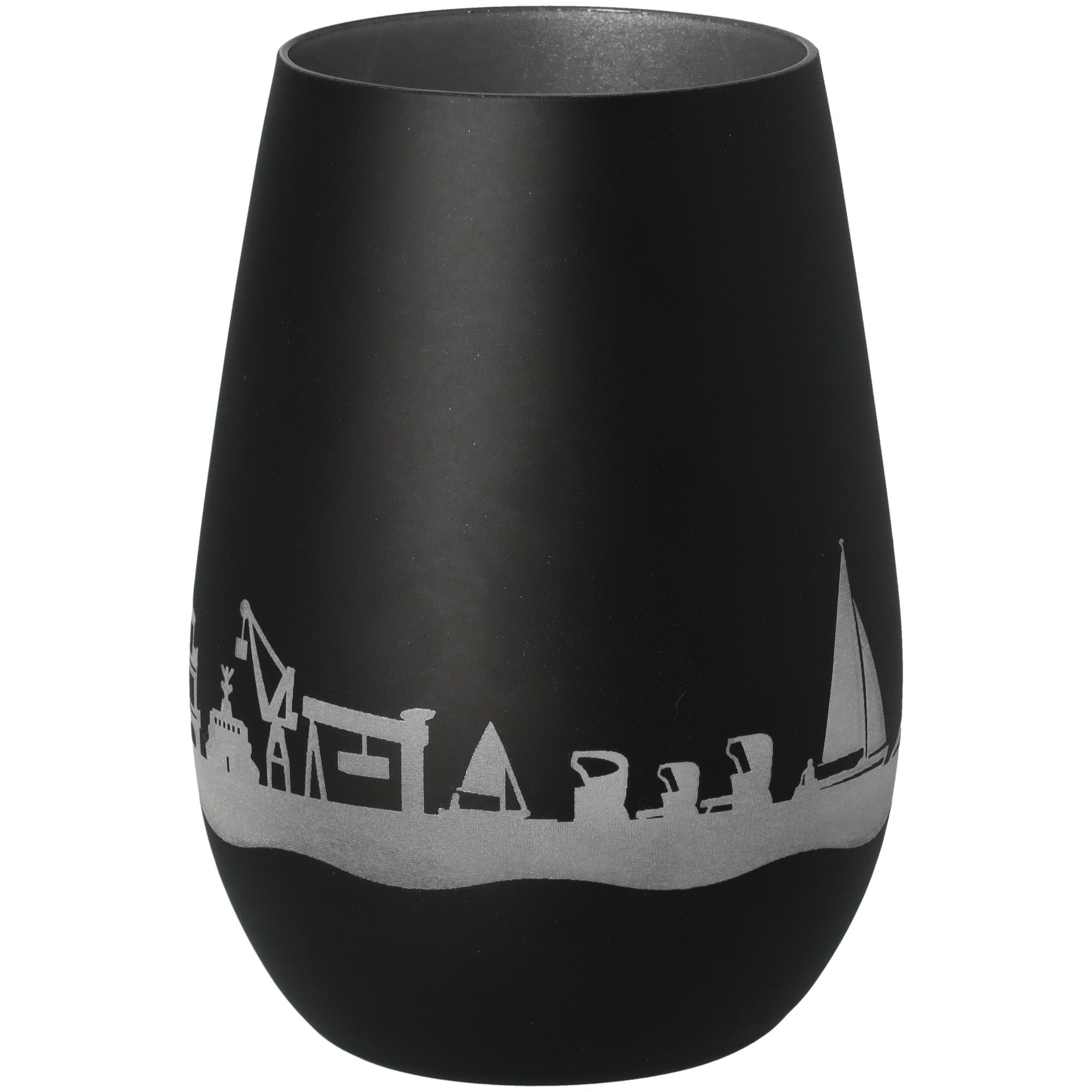 Windlicht Skyline Warnemünde Schwarz/Silber Windlicht Skyline Warnemünde Schwarz/Silber