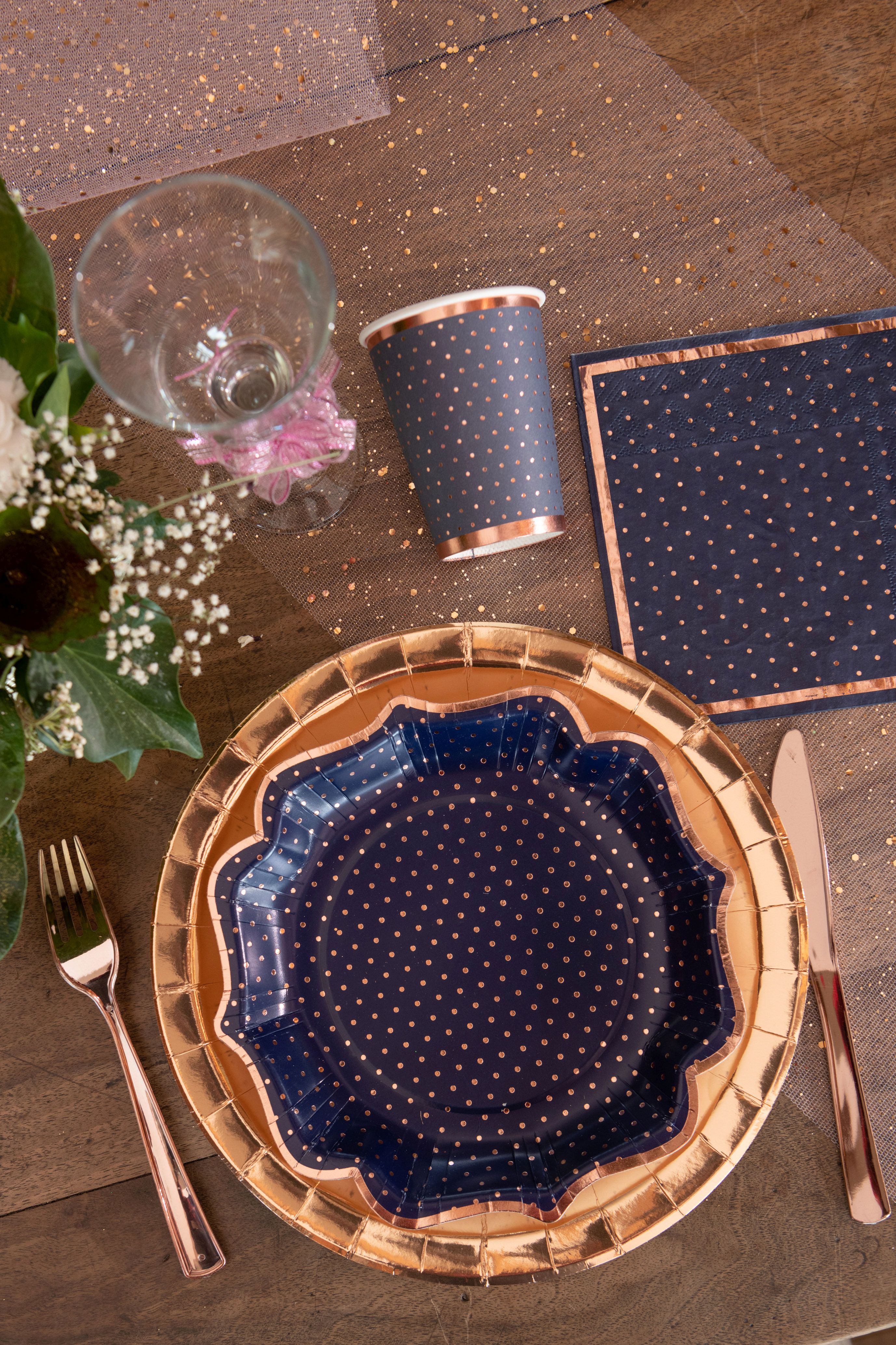 20 Servietten Navyblau/Roségold 20 Servietten Navyblau/Roségold
