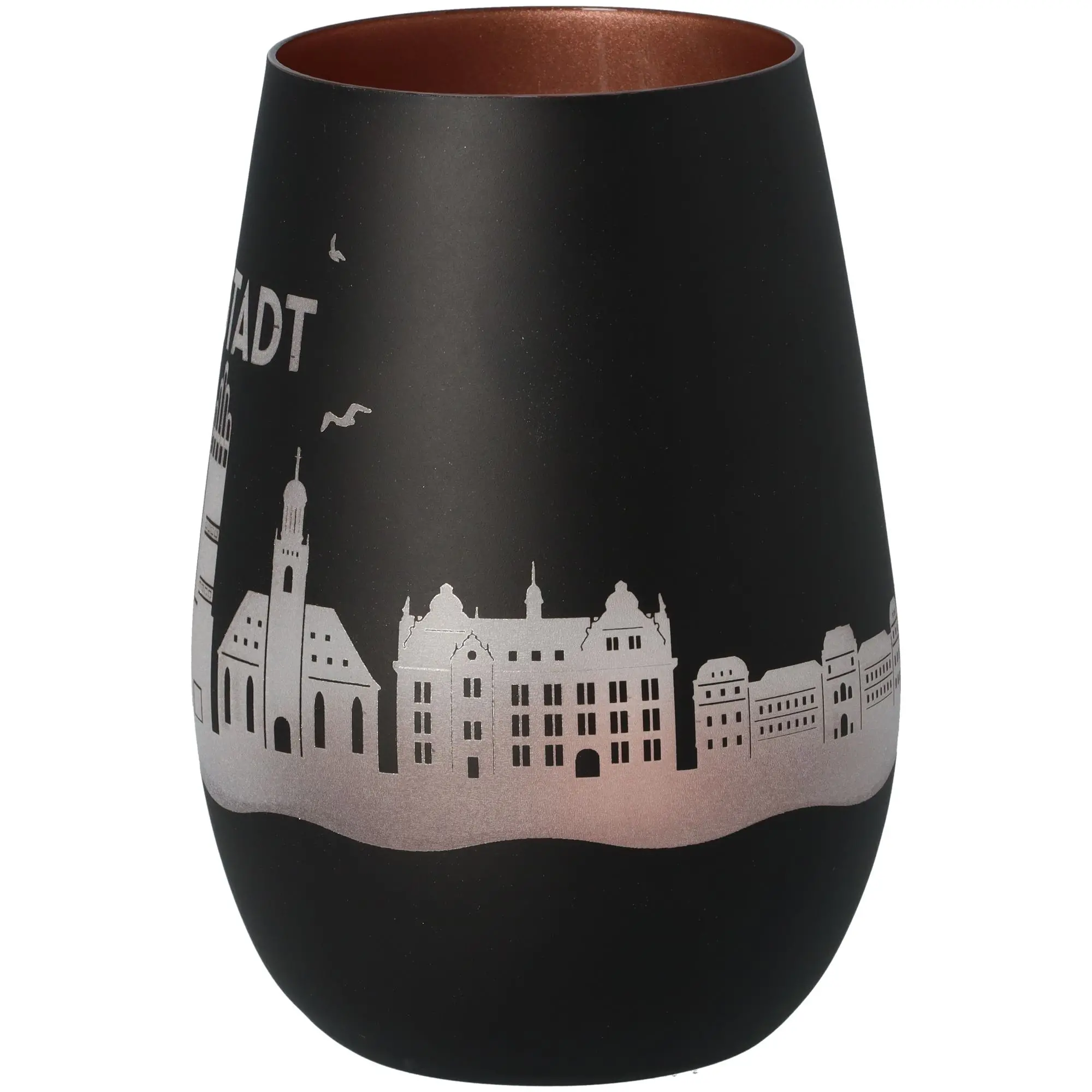 Windlicht Skyline Darmstadt Schwarz/Bronze