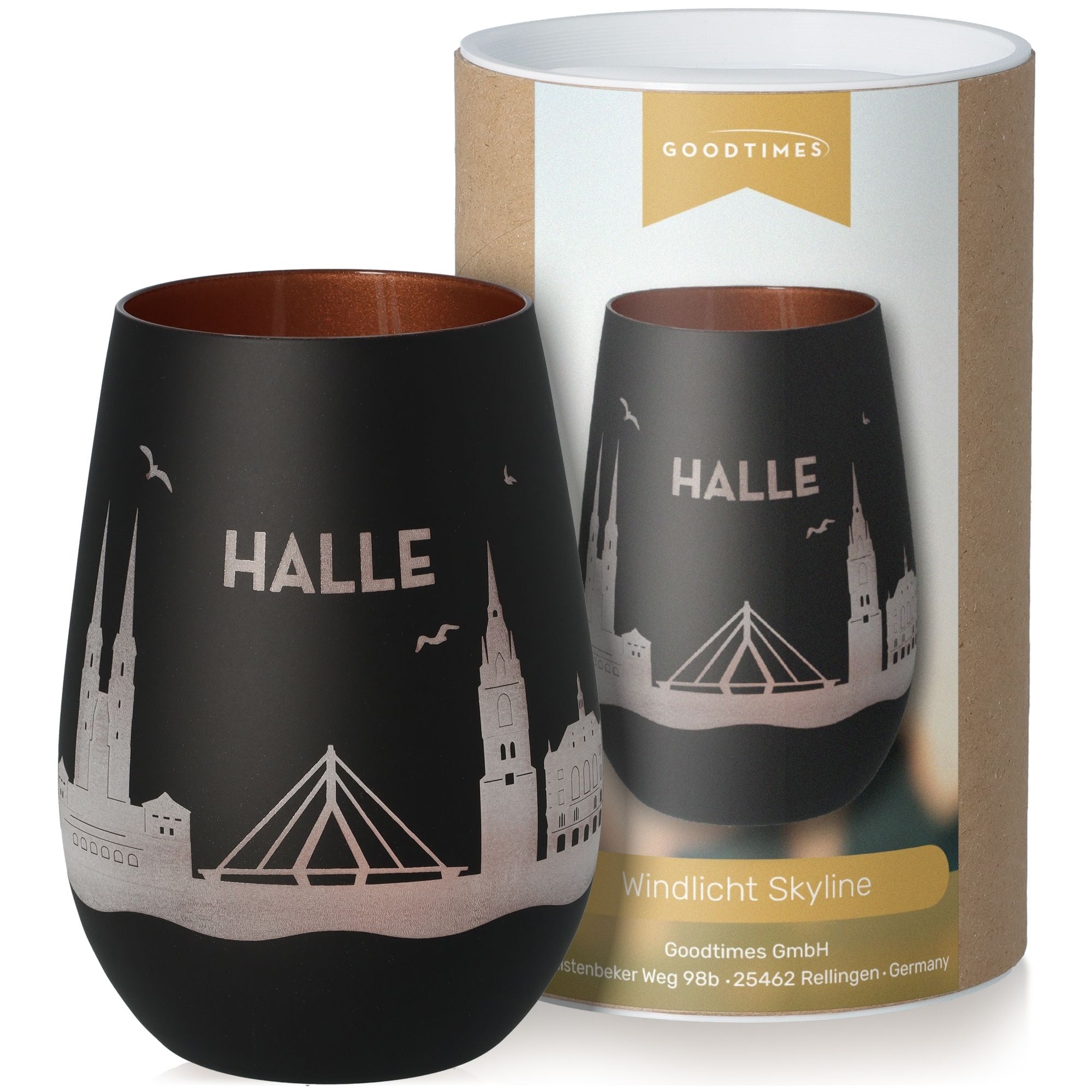 Windlicht Skyline Halle Schwarz/Bronze
