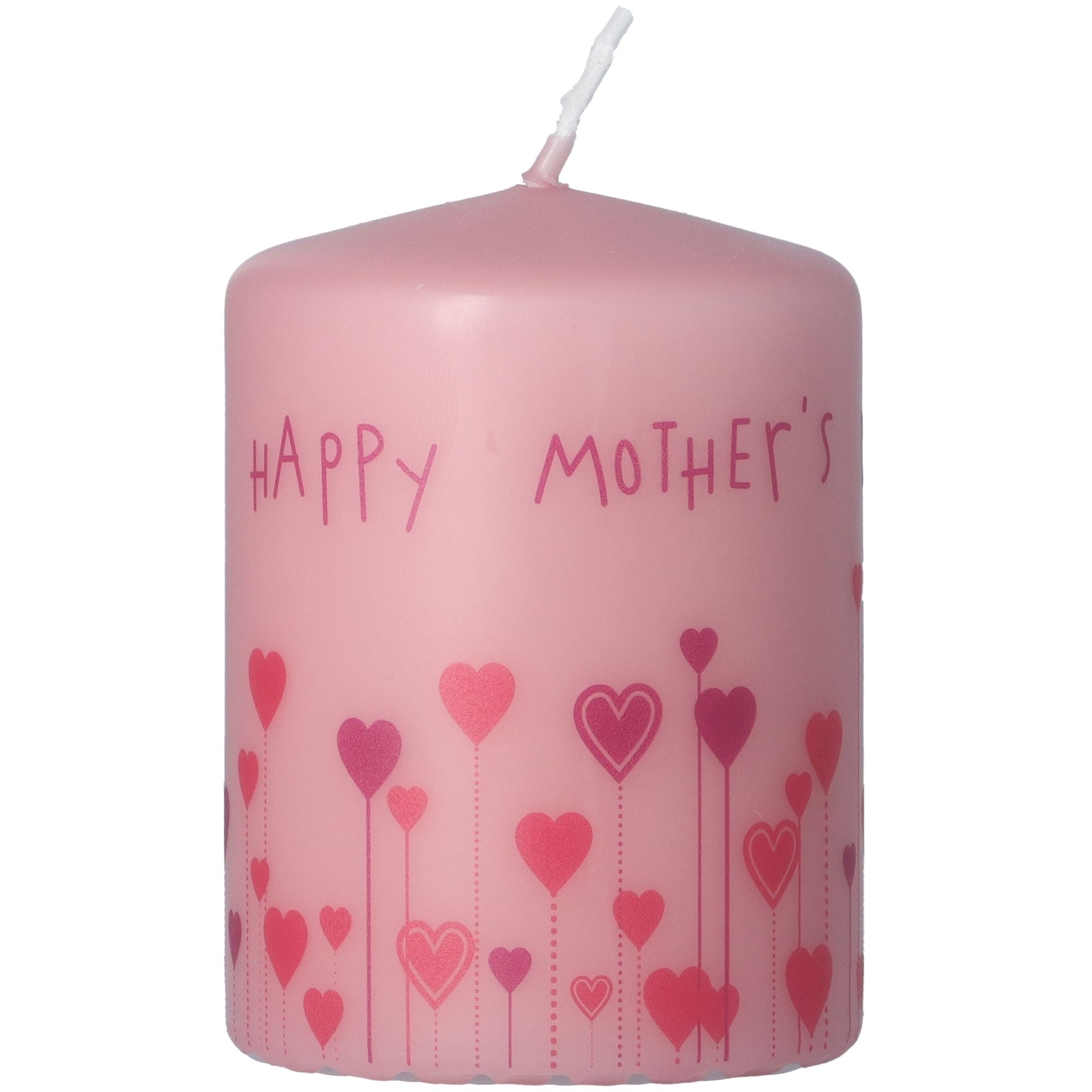 Stumpenkerze "Happy Mother´s Day" Rosa Kerze, Geburtstagstorte, Sahne, Nachtisch, Essen