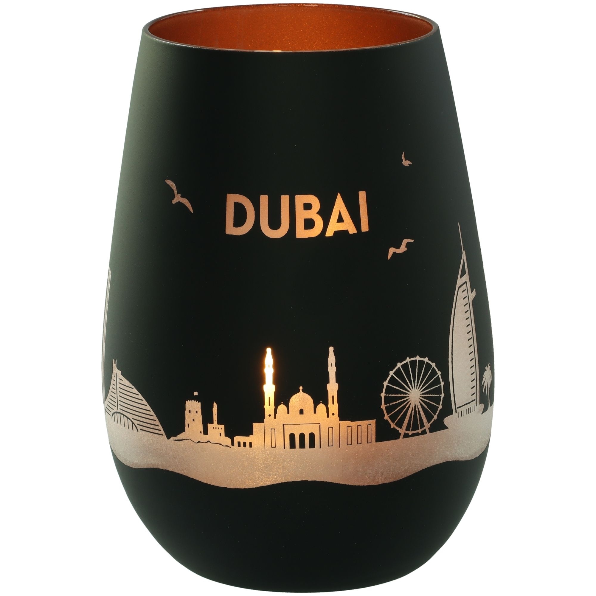 Windlicht Skyline Dubai Schwarz/Bronze Töpferei, Krug, Tasse