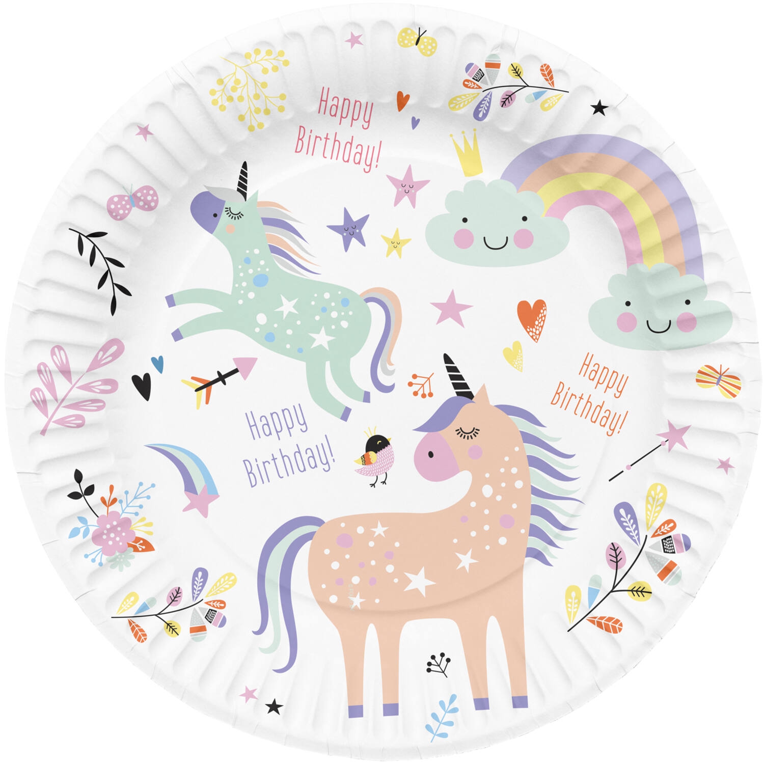 8 Pappteller "Regenbogen Einhorn" 8 Pappteller "Regenbogen Einhorn"