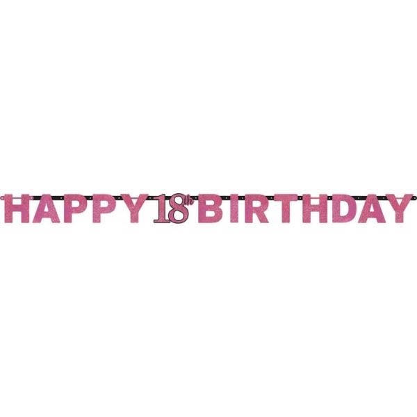Sparkling Celebration Pink - Happy Birthday 18 Holo Girlande