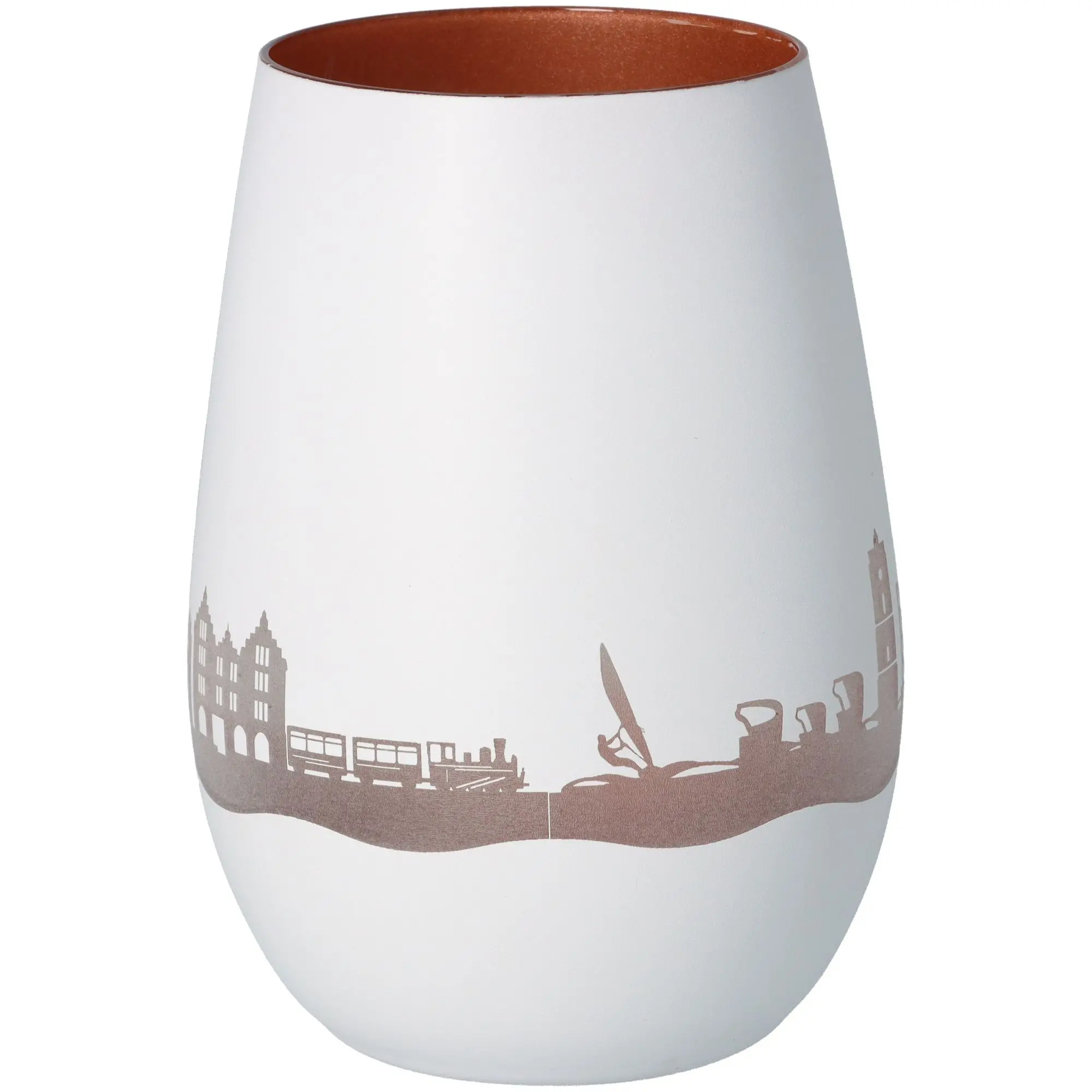 Windlicht Skyline Borkum Weiß/Bronze