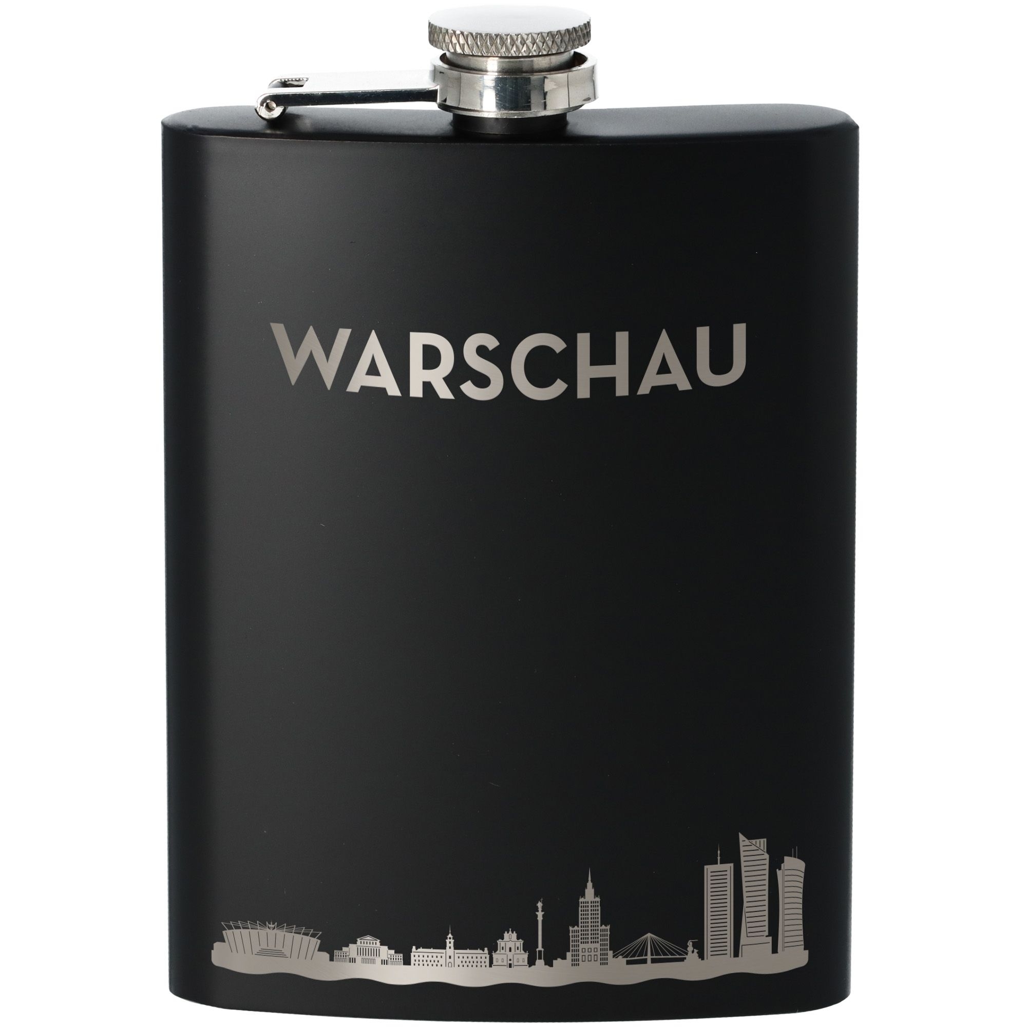 Flasche, Flachmann, Schwarz, Korkverschluss, Städtische Silhouette