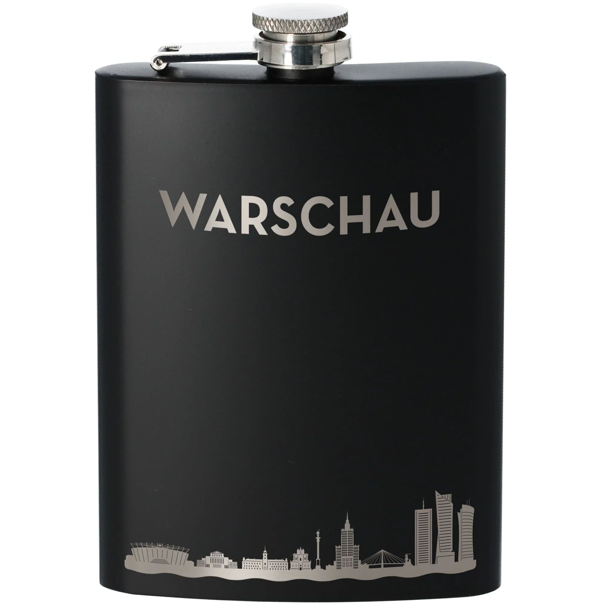 Flasche, Flachmann, Schwarz, Korkverschluss, Städtische Silhouette