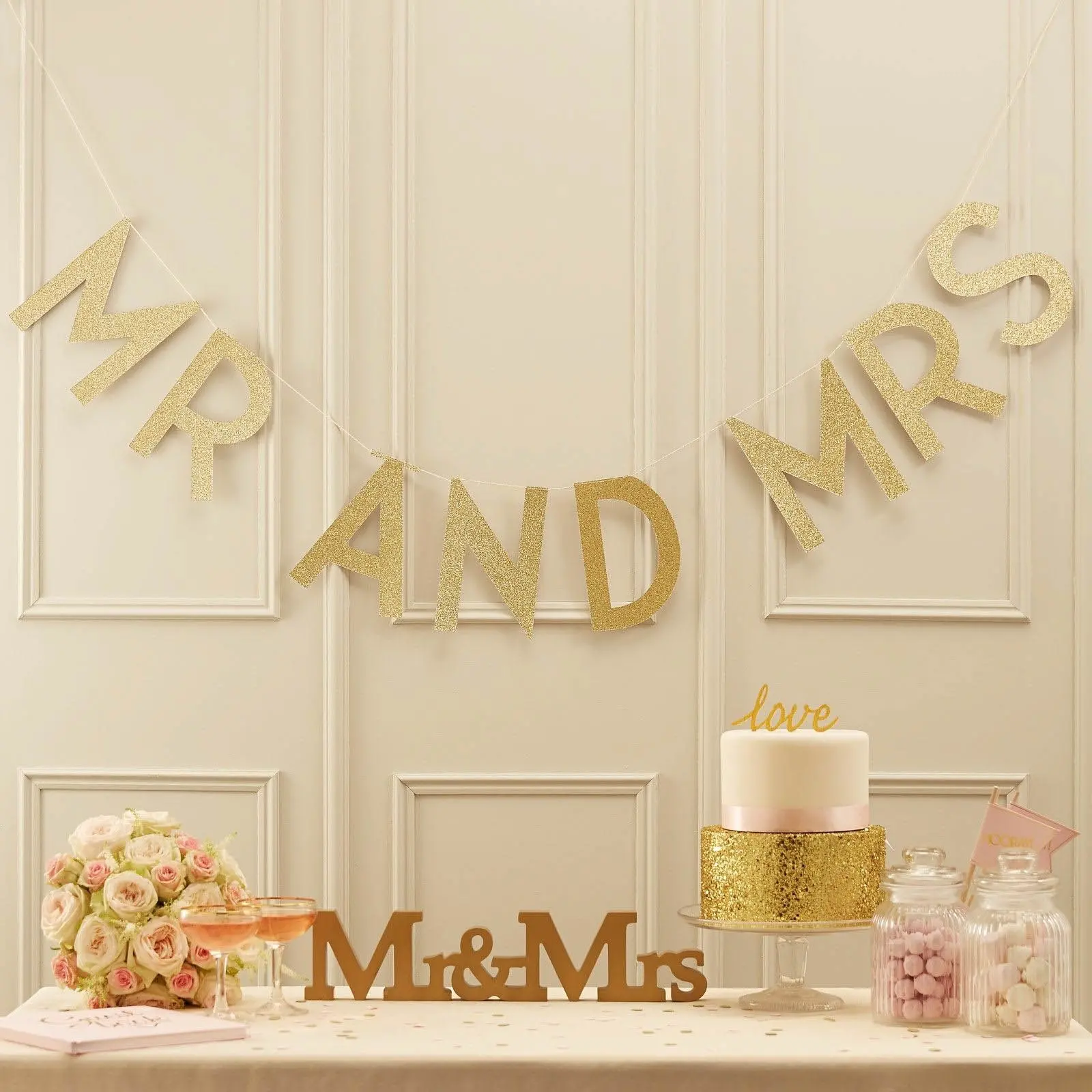 Pastel Perfection - Mr & Mrs Holzaufsteller Gold