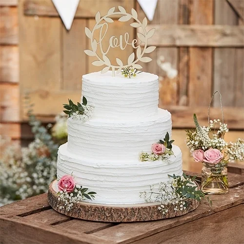 hochzeitstorte, dreischichtig, weiß, blumen, tortenaufsatz