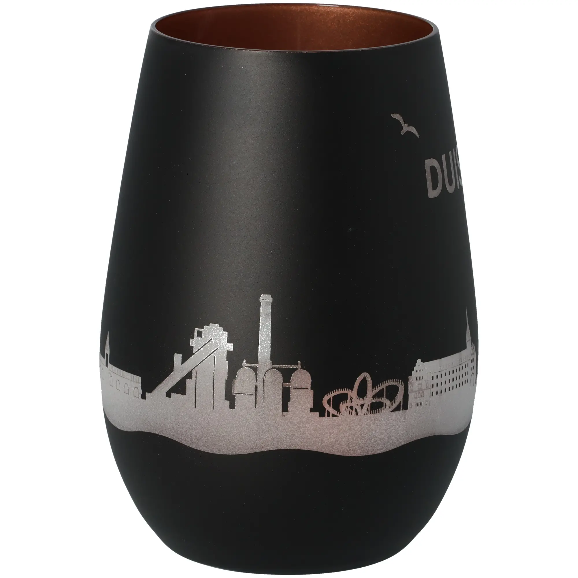 Windlicht Skyline Duisburg Schwarz/Bronze